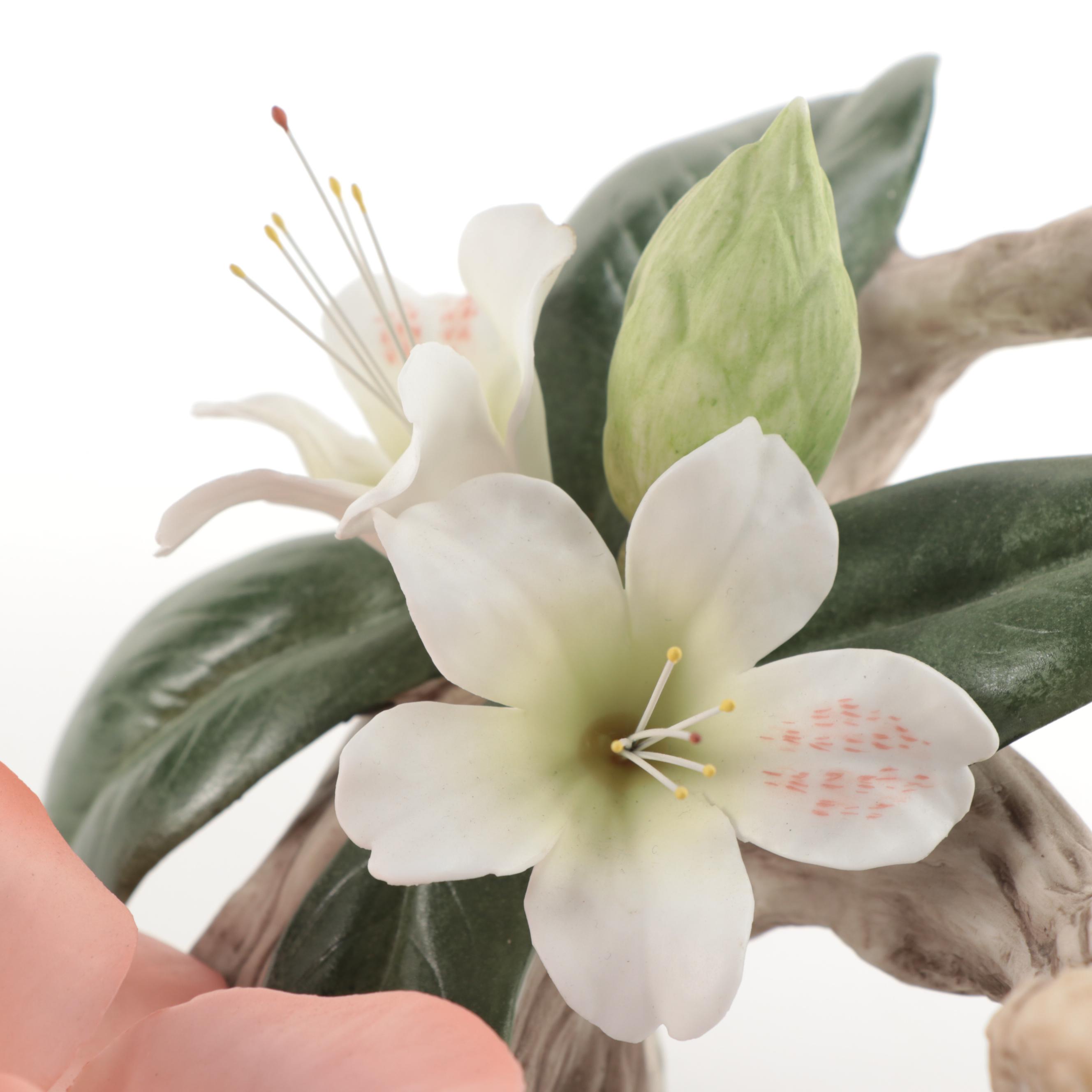 Boehm "Barbara Bush Rose" and "Helen Boehm Yellow Iris" Porcelain Figurines