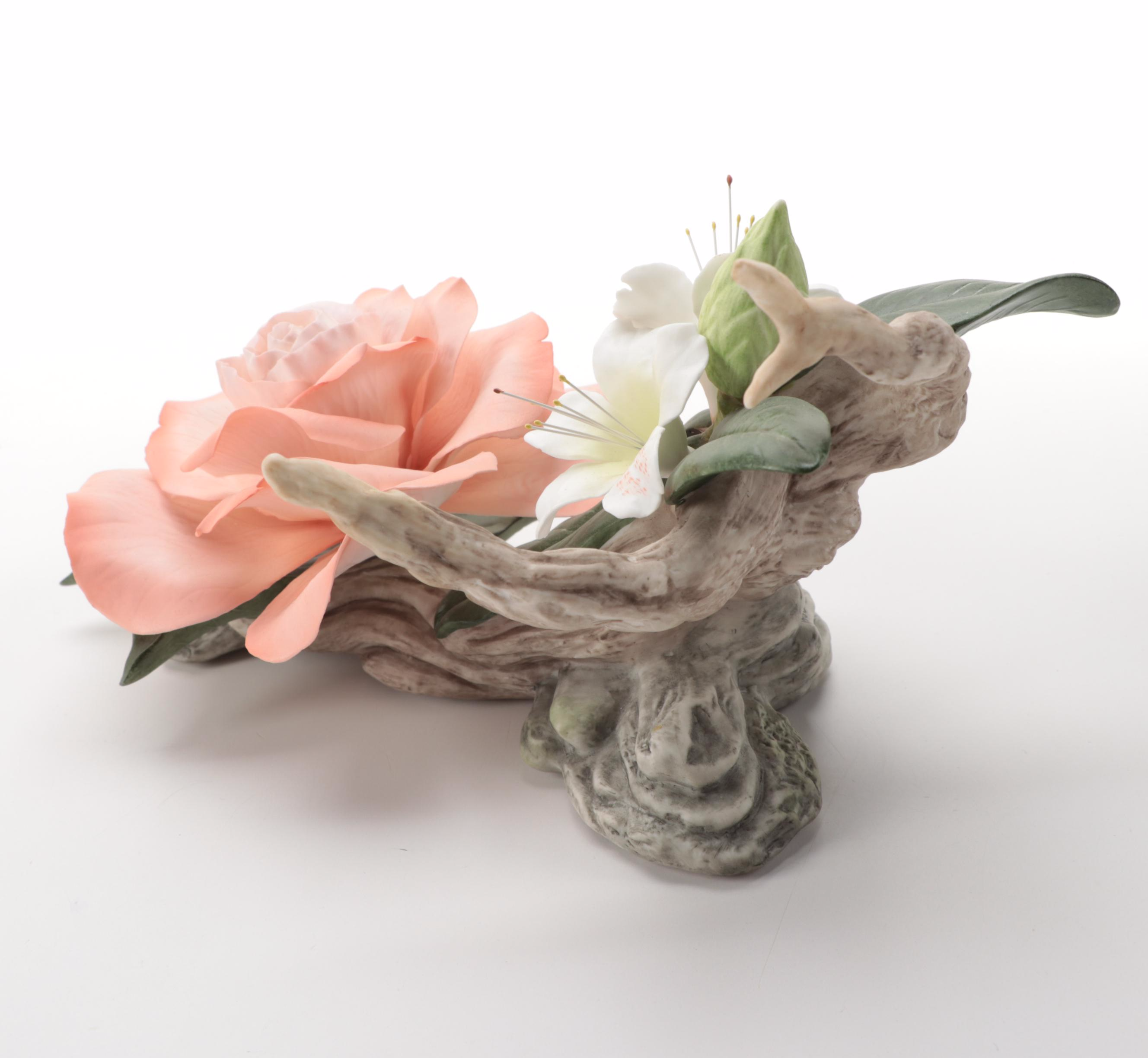 Boehm "Barbara Bush Rose" and "Helen Boehm Yellow Iris" Porcelain Figurines