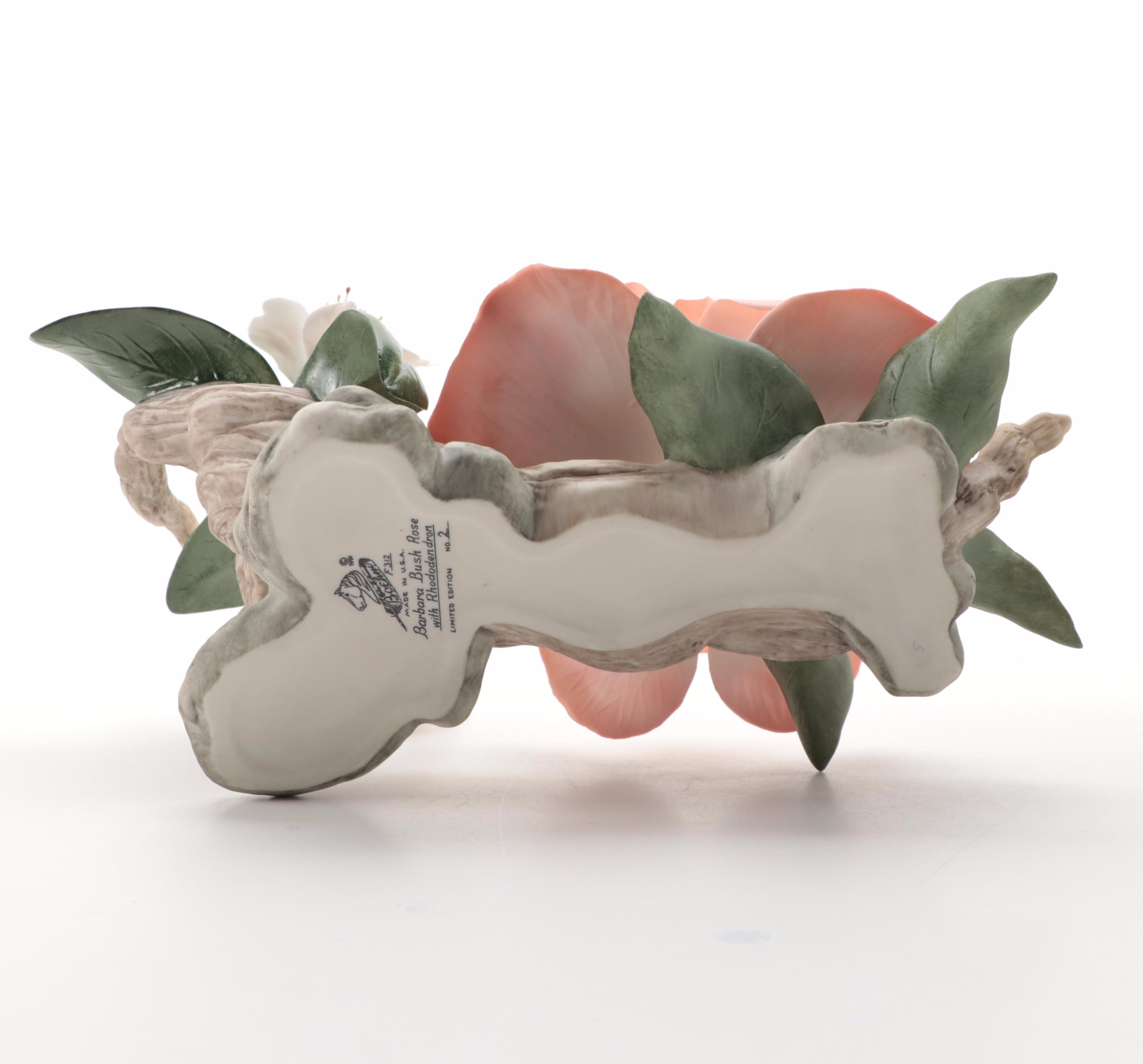 Boehm "Barbara Bush Rose" and "Helen Boehm Yellow Iris" Porcelain Figurines