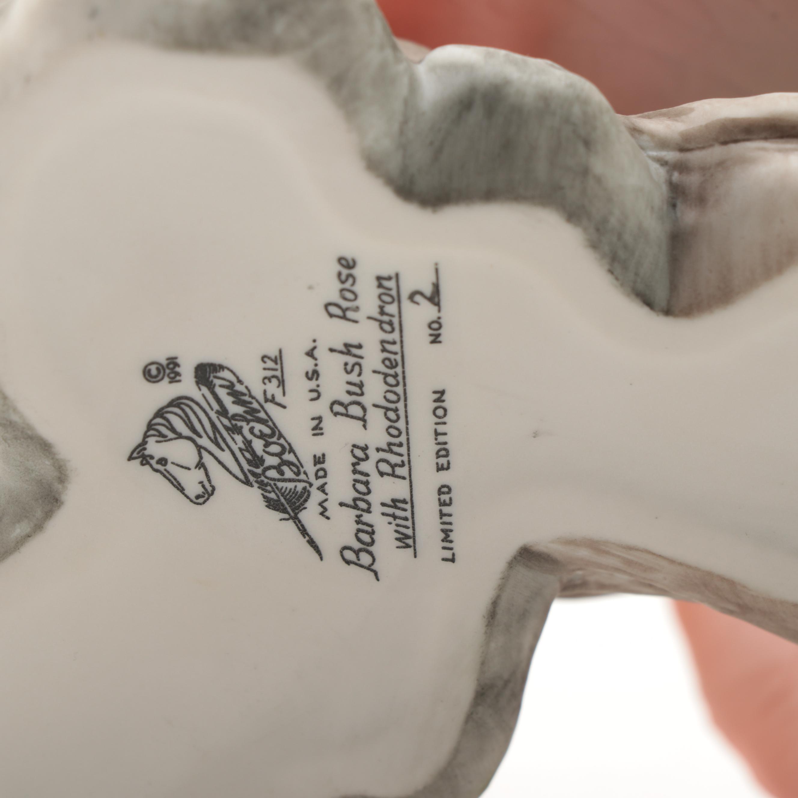 Boehm "Barbara Bush Rose" and "Helen Boehm Yellow Iris" Porcelain Figurines