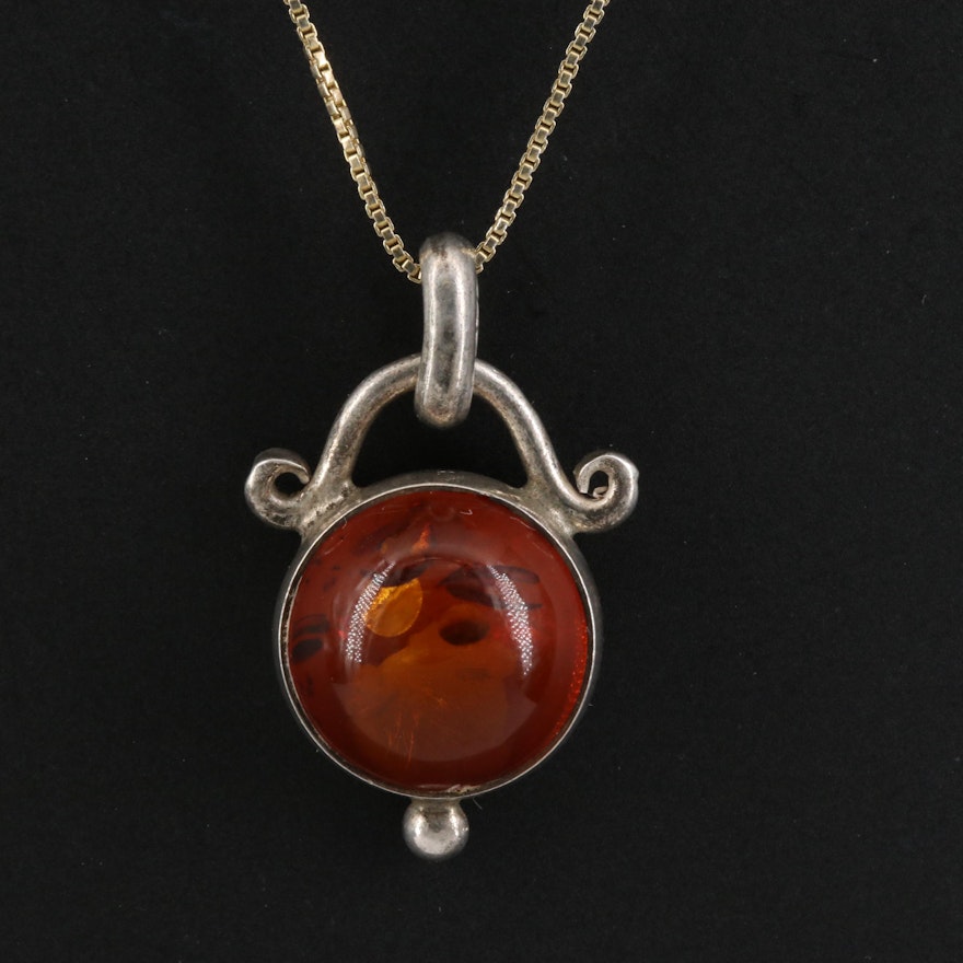 Sterling Silver Amber Necklace