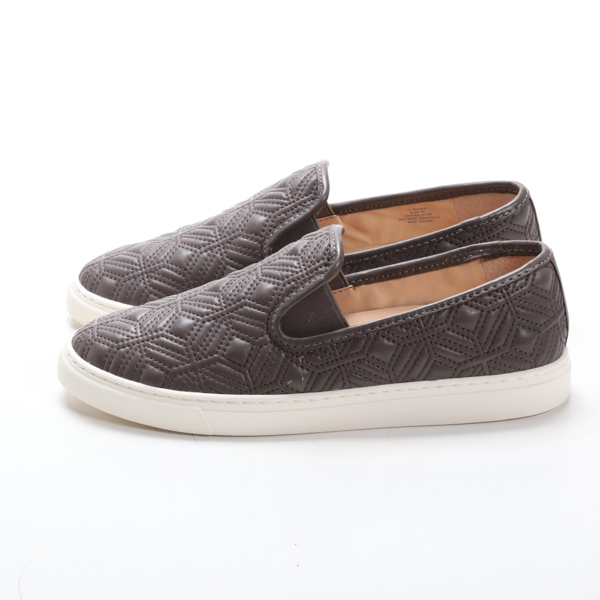 Vince Camuto Bianna Slip-Ons in Quilted Power Grey Leather