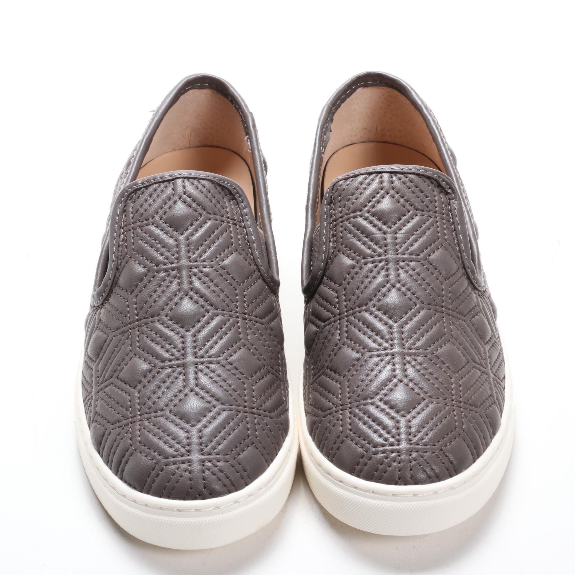 Vince Camuto Bianna Slip-Ons in Quilted Power Grey Leather