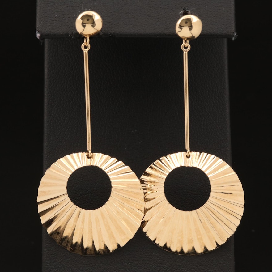 14K Geometric Drop Earrings