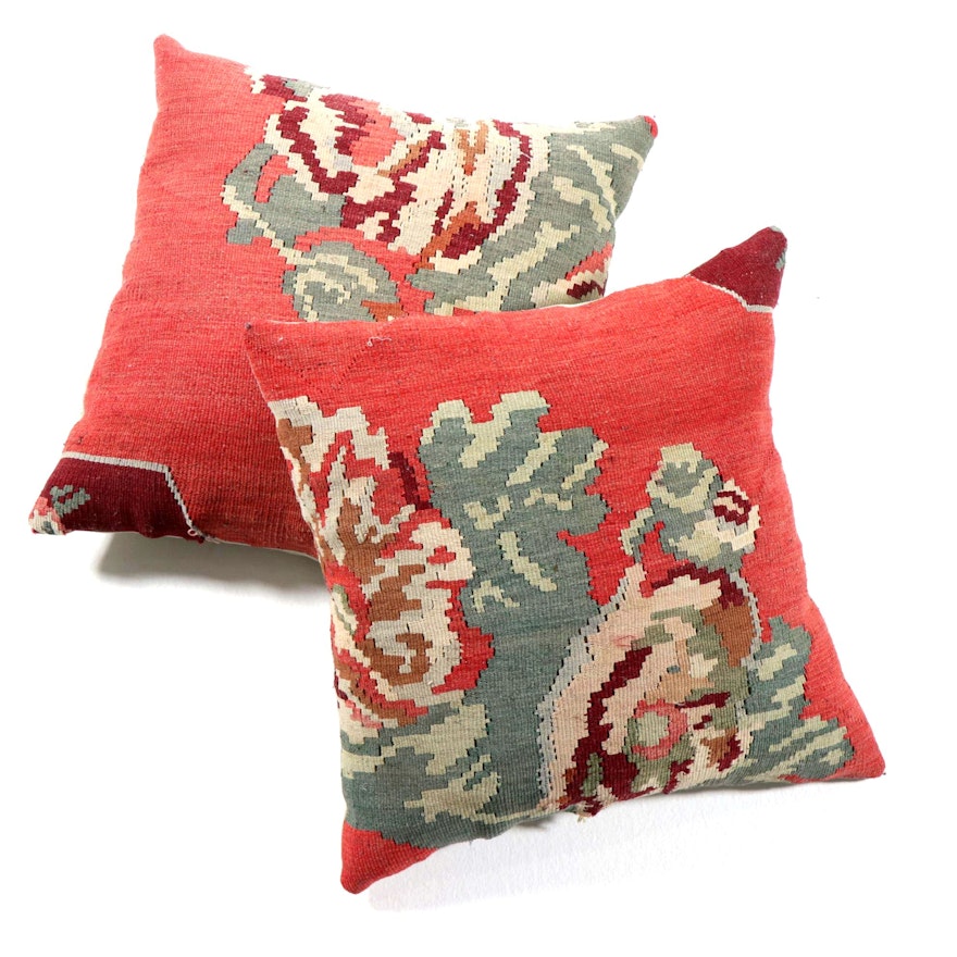 Handwoven Turkish Floral Kilim Throw Pillows