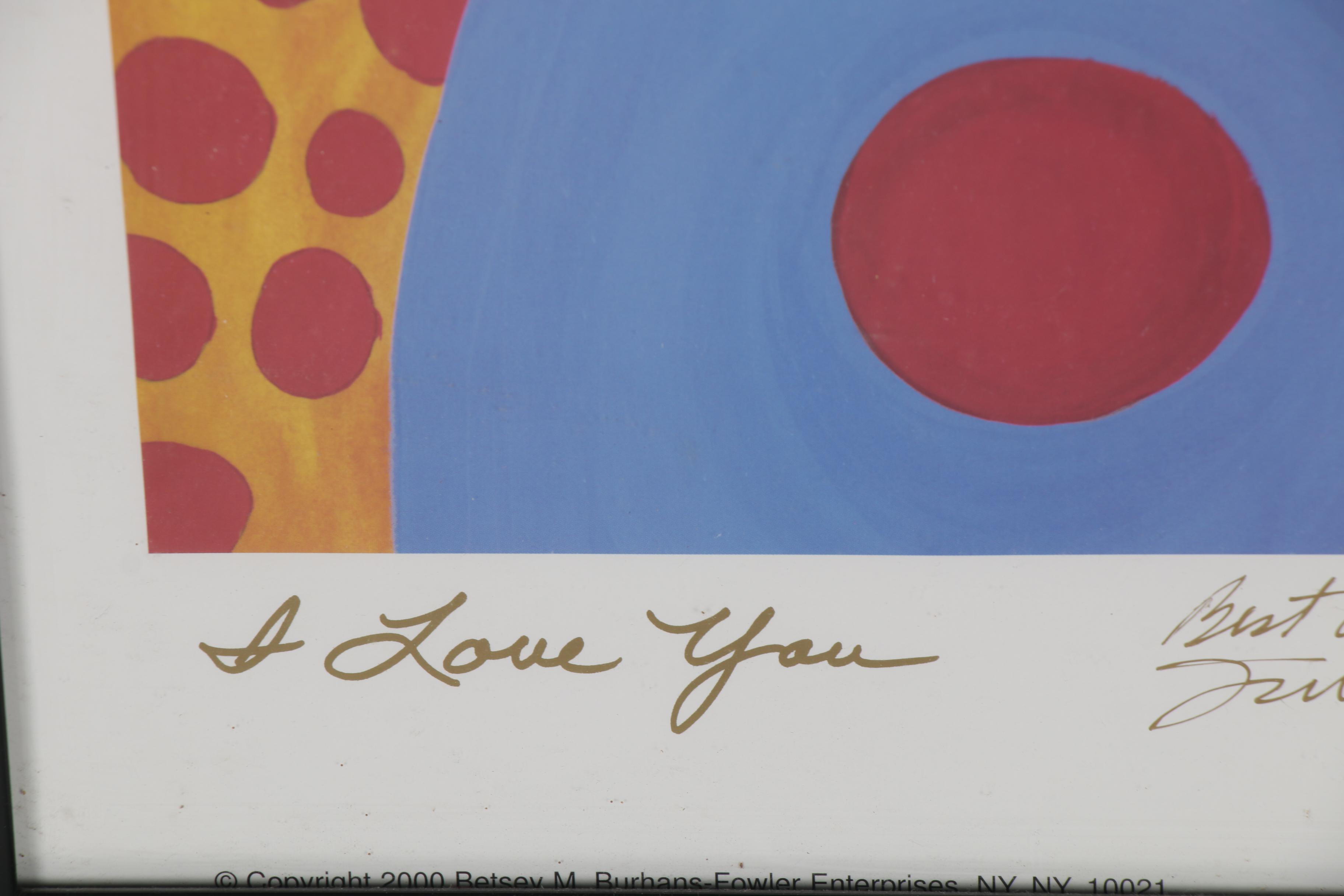 Betsey Fowler Offset Lithograph "I Love You," 2000