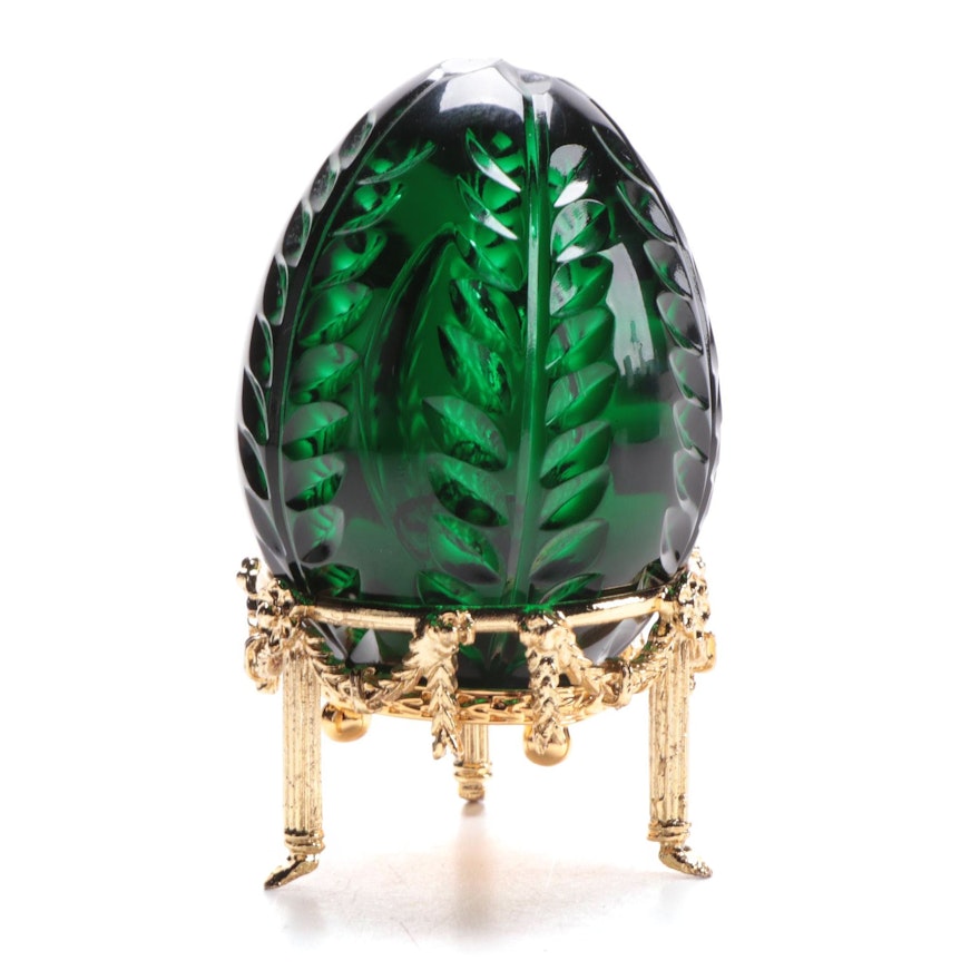 Fabergé Limited Edition Green Cut Crystal Egg with Stand