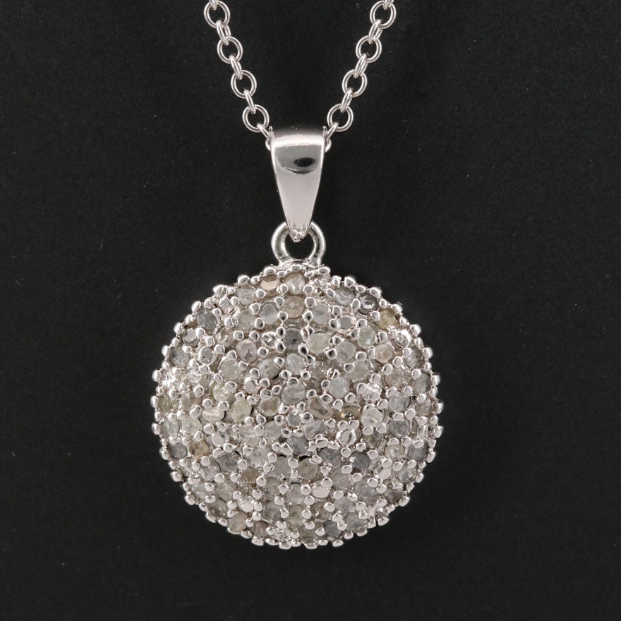 Sterling Silver Pavé Diamond Necklace