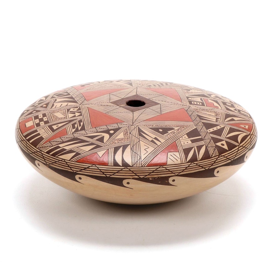 Kathleen Dewakuku Hopi Polychrome Slip Glazed Earthenware Seed Pot