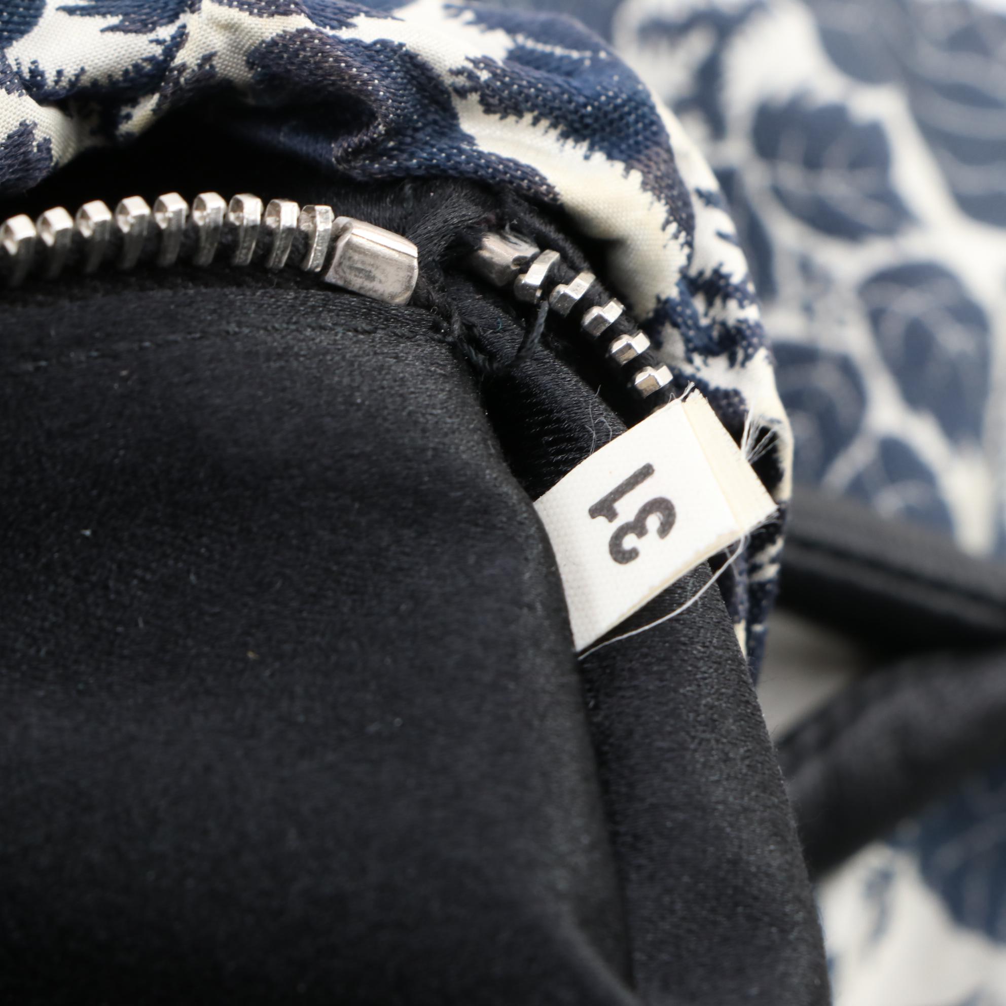 Prada Floral Canvas Drawstring Shoulder Bag with Black Leather Trim