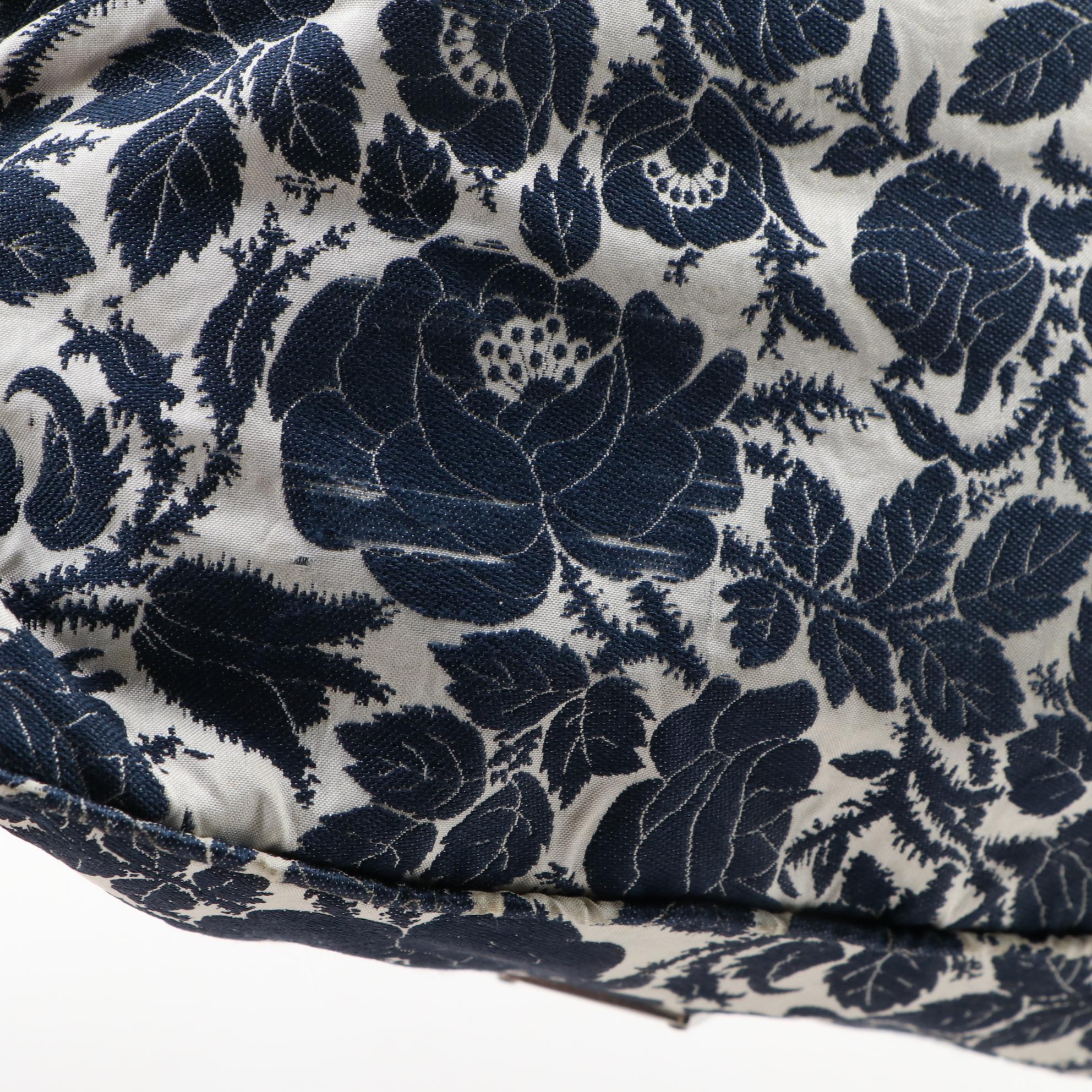 Prada Floral Canvas Drawstring Shoulder Bag with Black Leather Trim