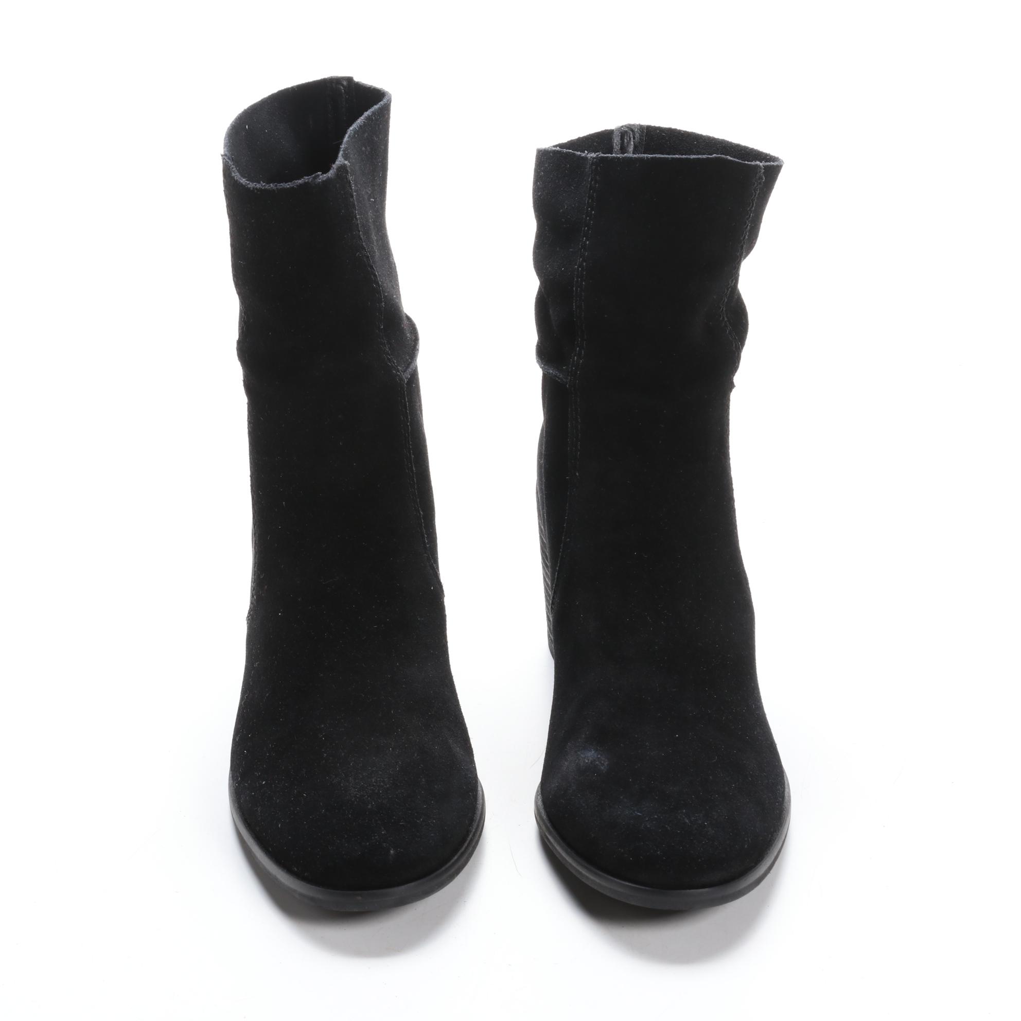 Frye and Co. Phoebe Slouch Mid-Calf Boots in Black Suede