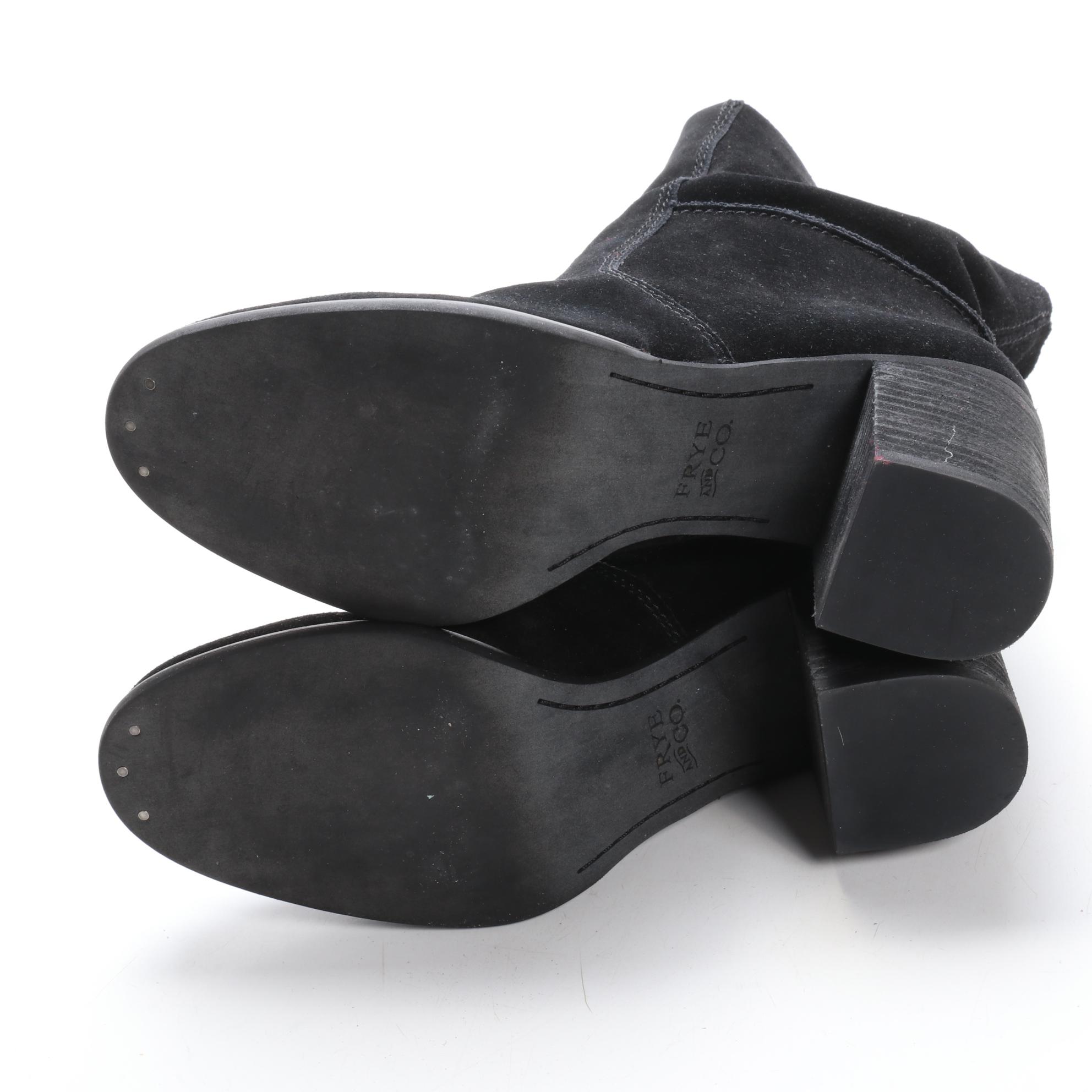 Frye and Co. Phoebe Slouch Mid-Calf Boots in Black Suede