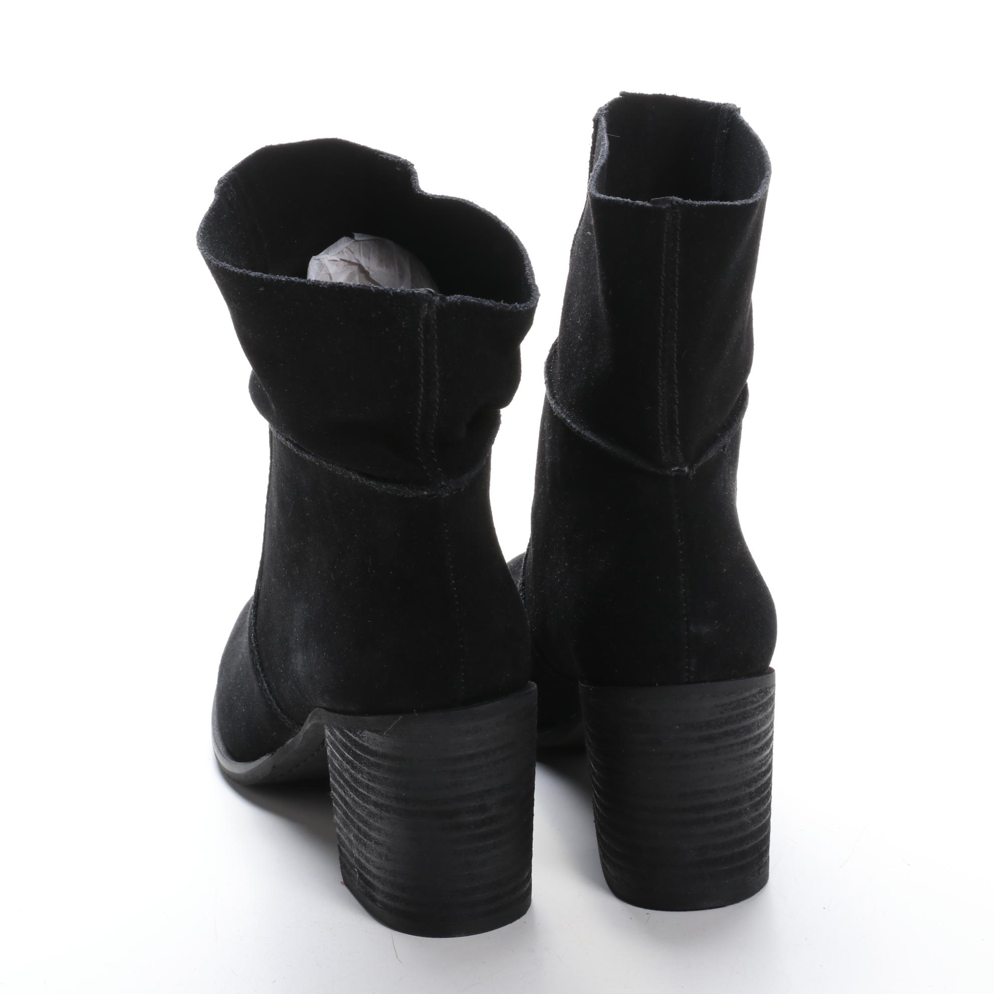 Frye and Co. Phoebe Slouch Mid-Calf Boots in Black Suede