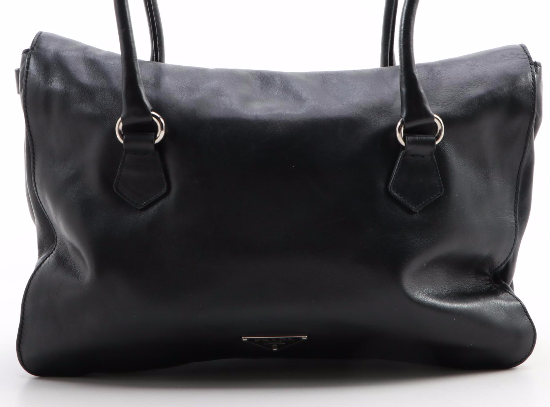 Prada Vitello Easy Black Leather Shoulder Bag