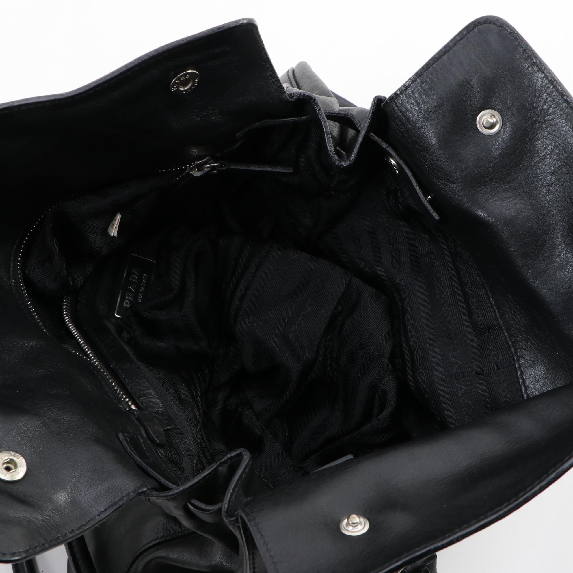 Prada Vitello Easy Black Leather Shoulder Bag