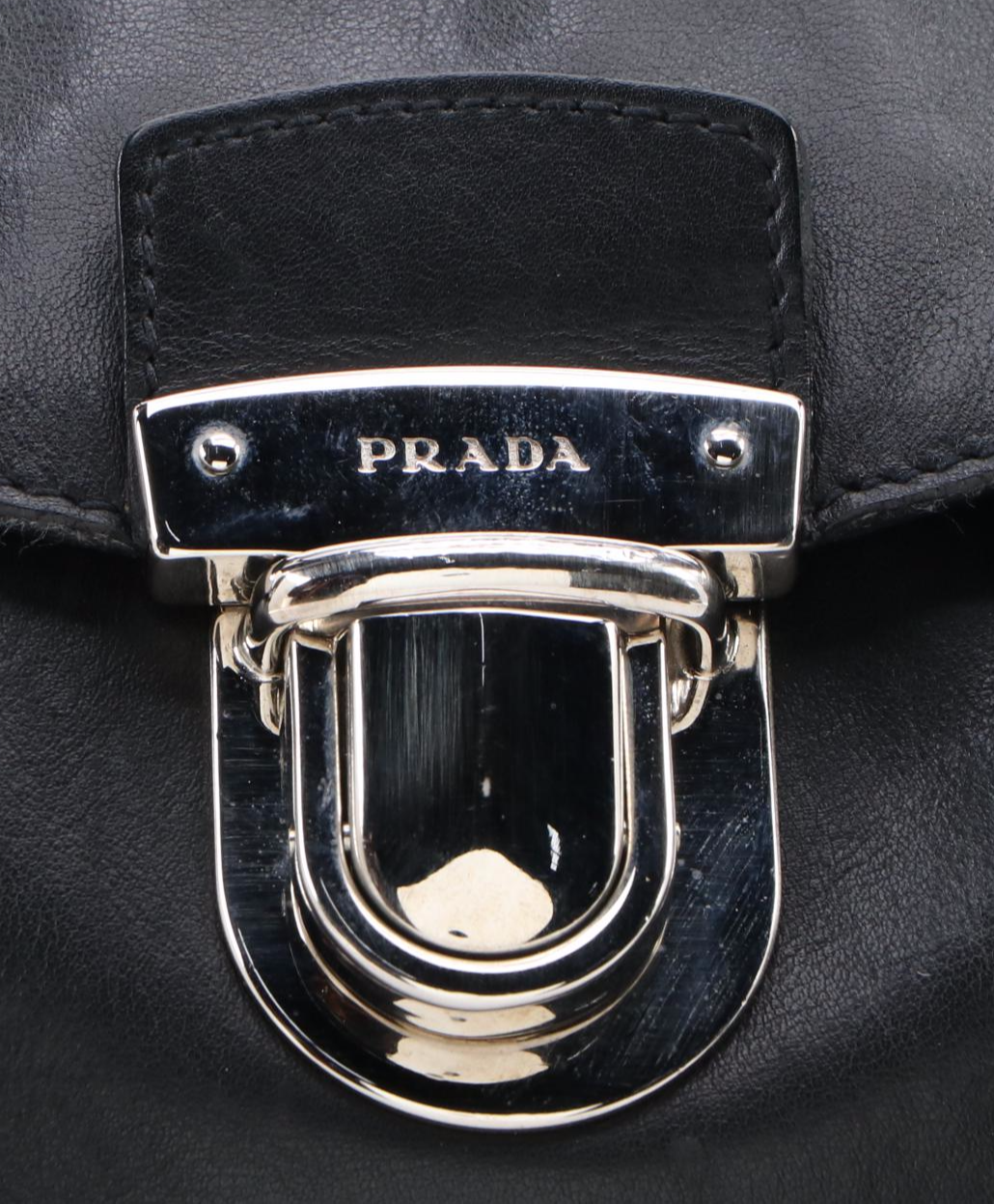 Prada Vitello Easy Black Leather Shoulder Bag