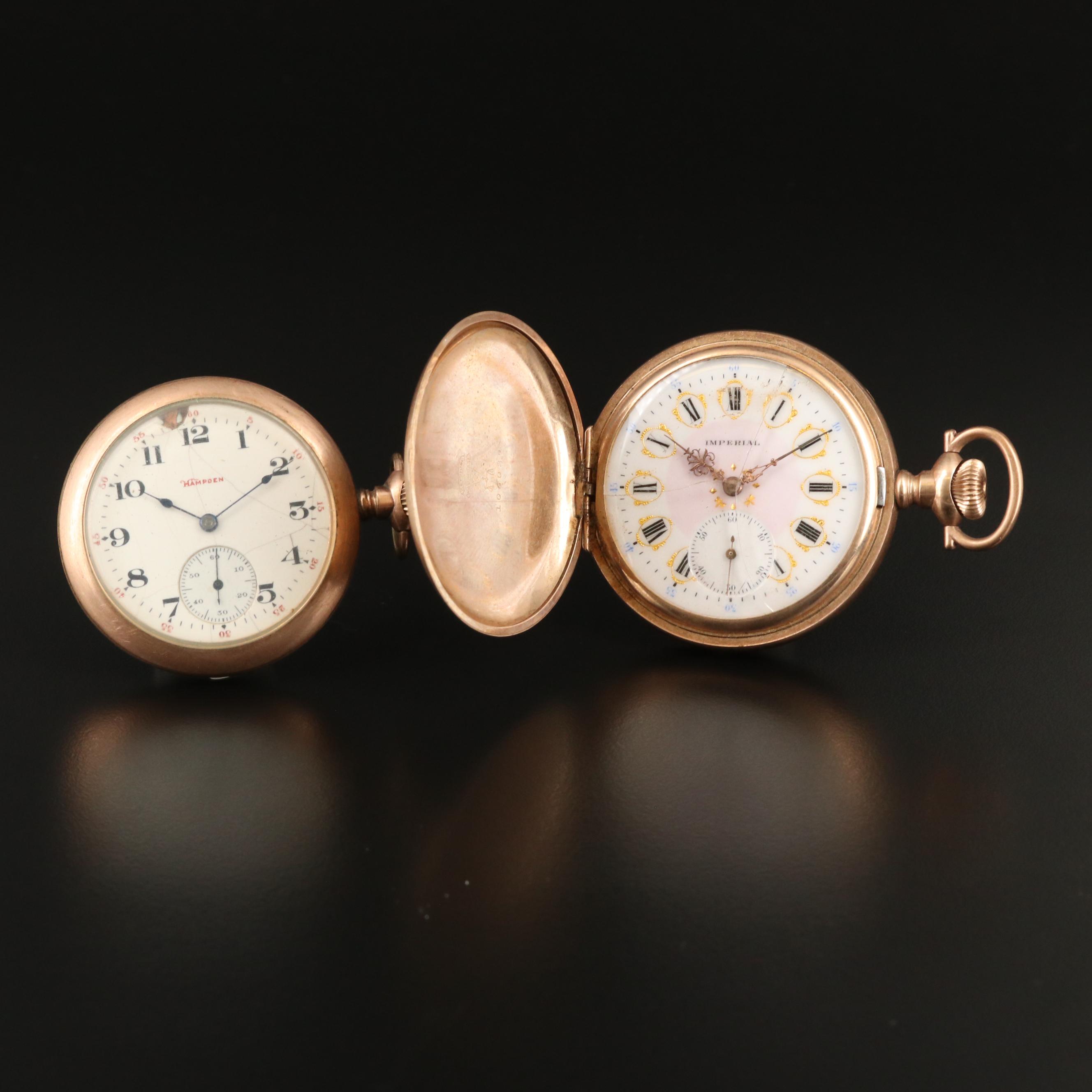 Swiss Imperial & A. Hampden American Gold Filled Pocket Watches