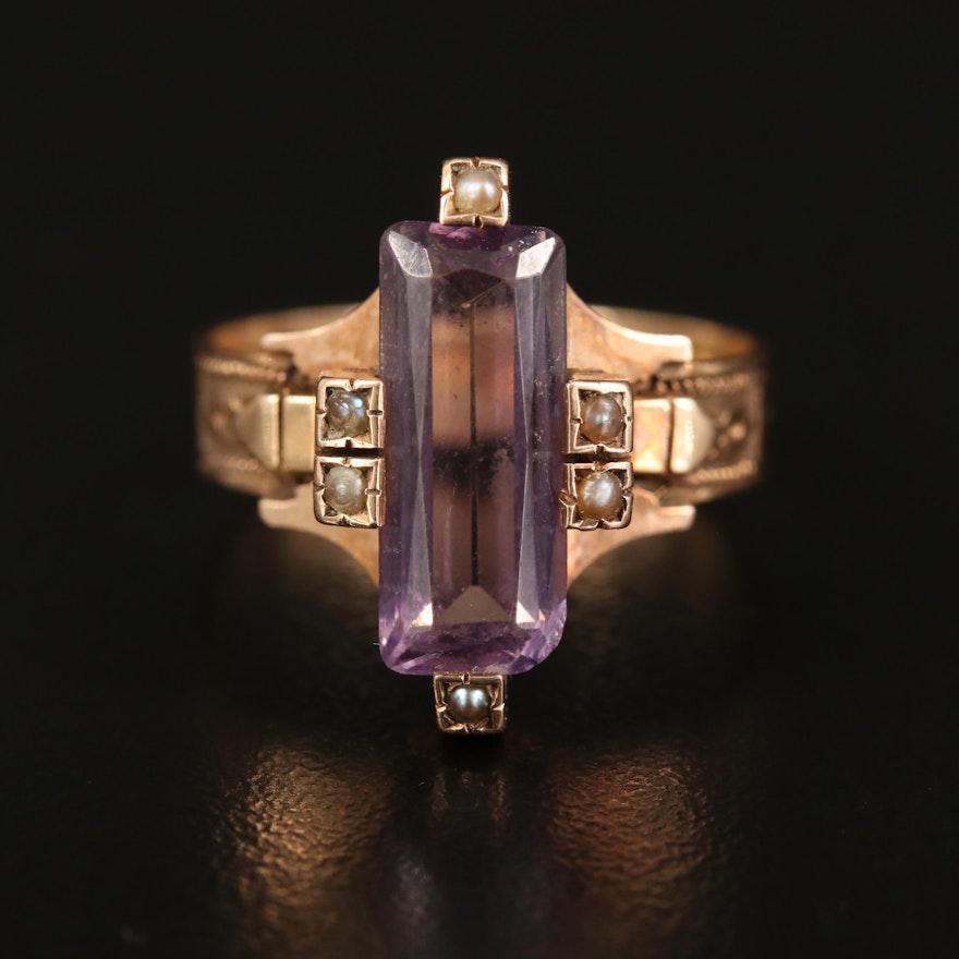 Victorian Amethyst and Seed Pearl Ring