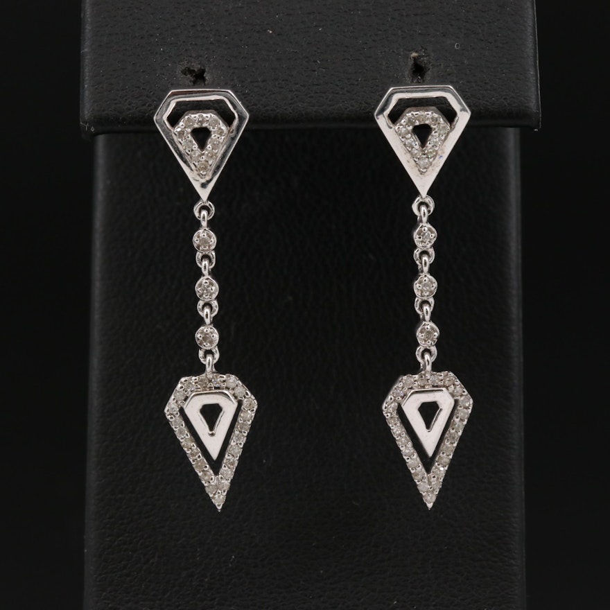 14K Diamond Geometric Drop Earrings