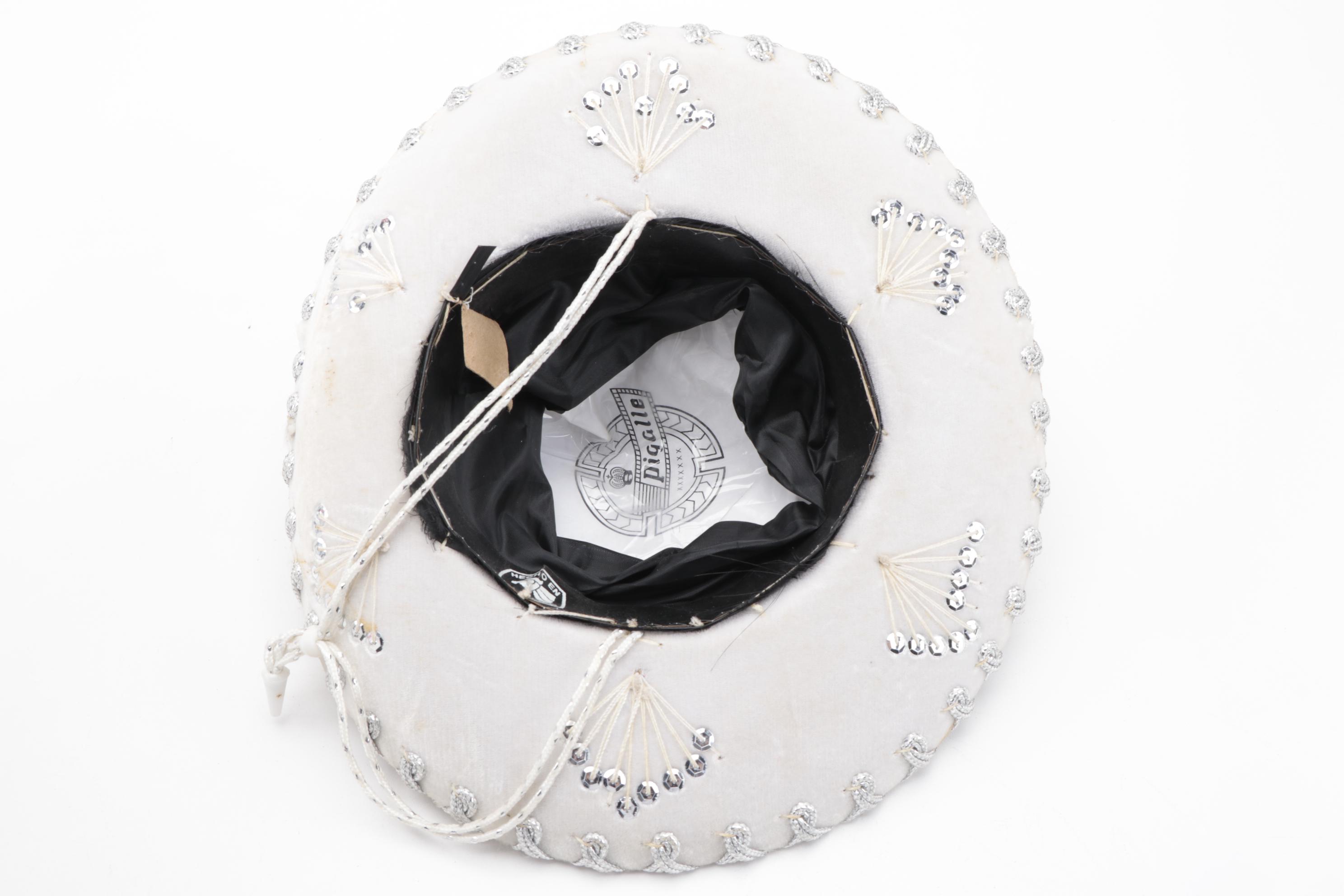 Pigalle Mariachi Embellished Mexican White and Pink Sombreros