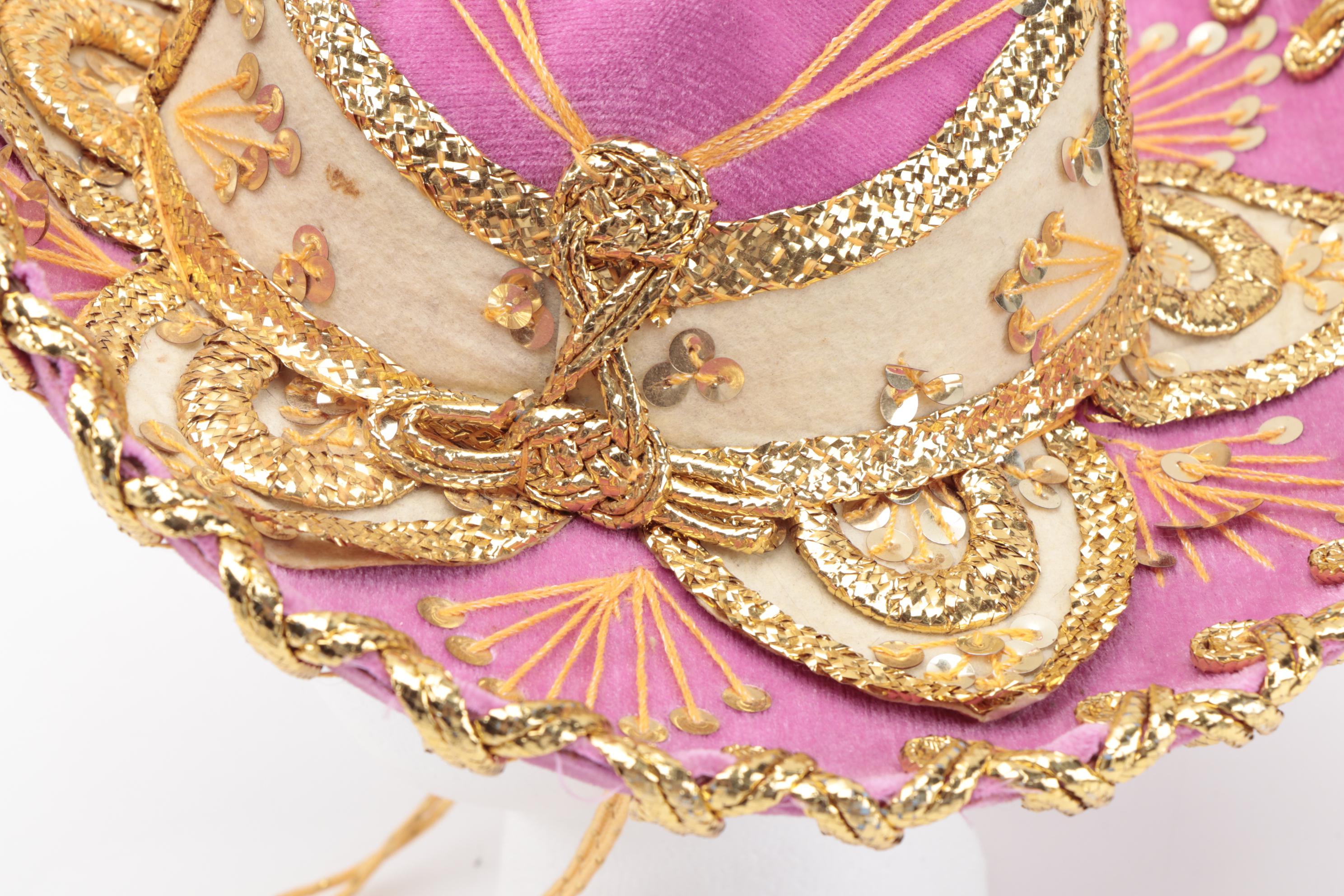 Pigalle Mariachi Embellished Mexican White and Pink Sombreros