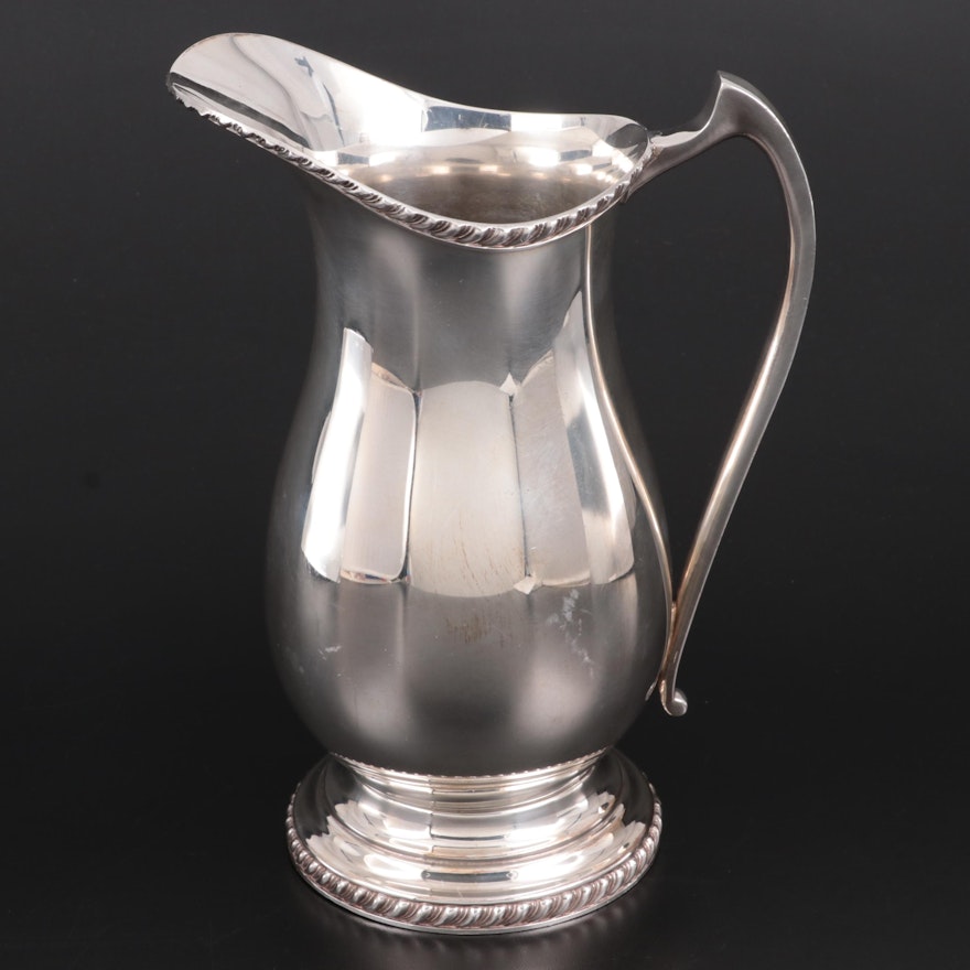 Sheffield Silver Co. Silver Plate Gadroon Edge Water Pitcher