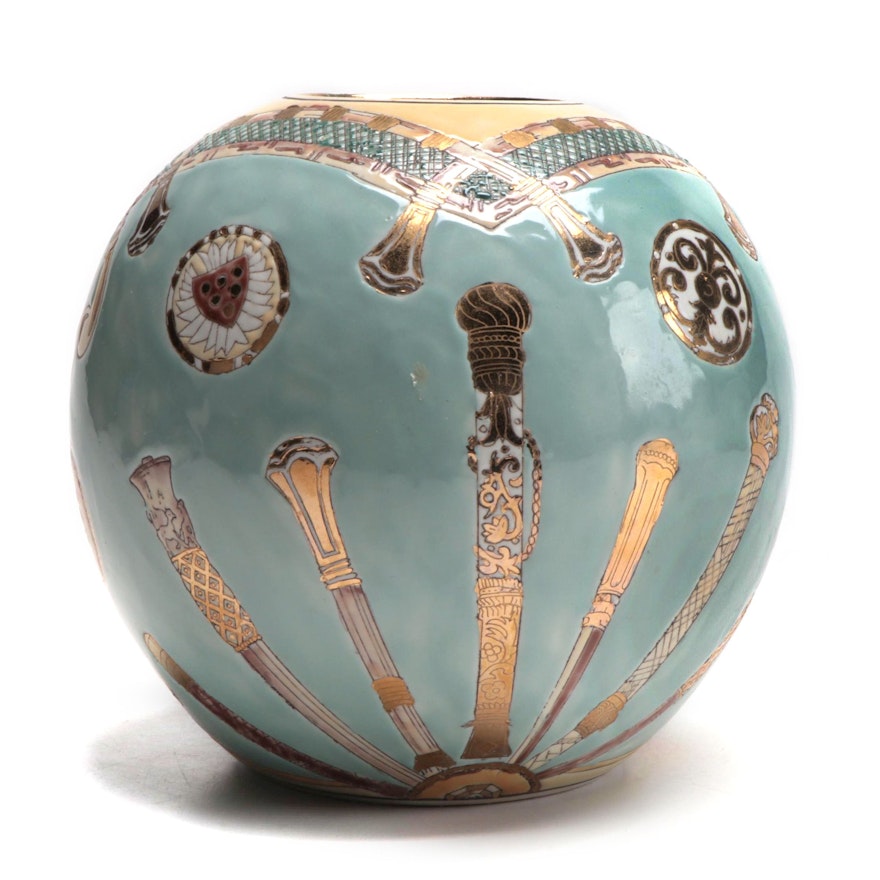 Toyo of Japan Gilt and Enameled Porcelain Sphere Vase