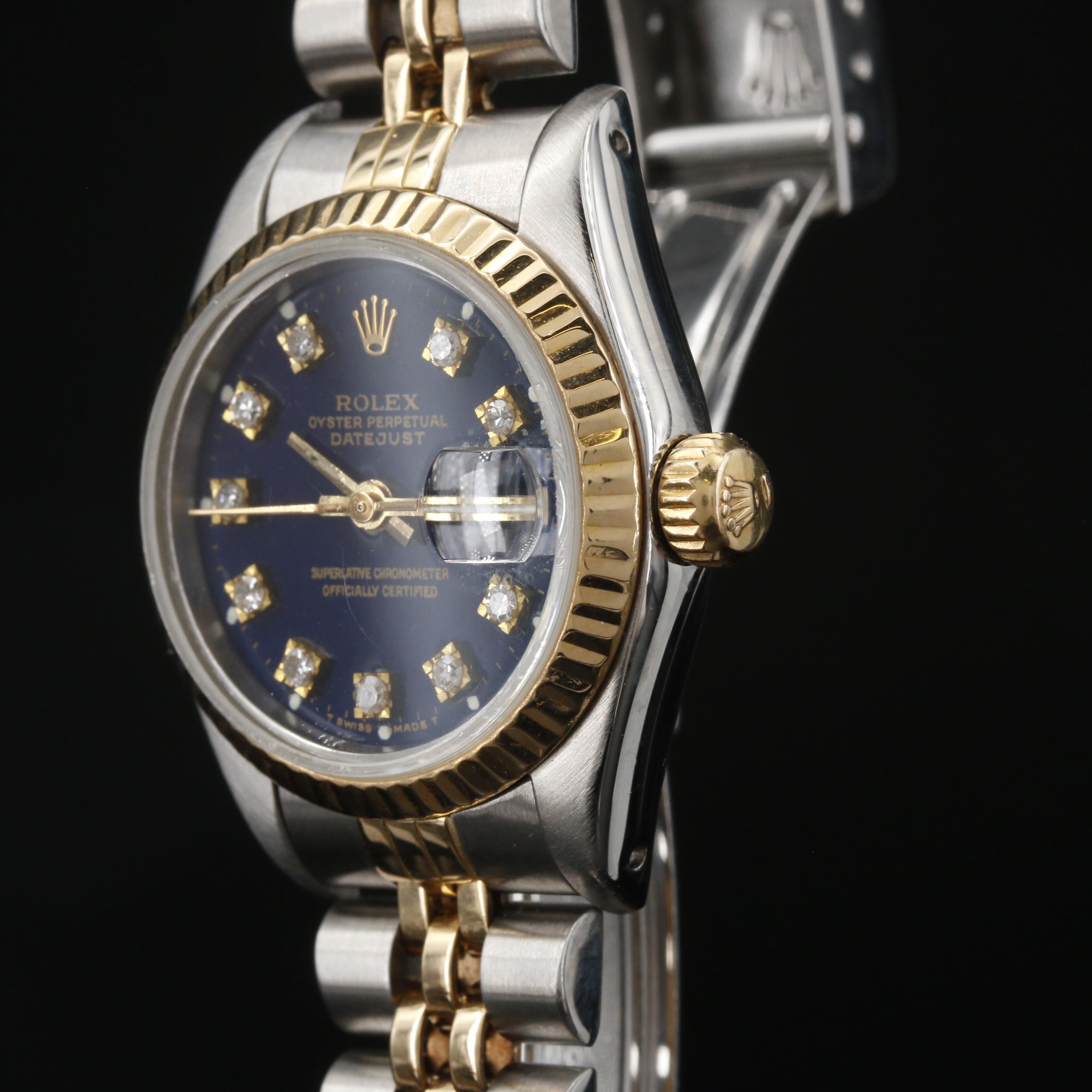 1987 Rolex "Datejust" 18K Yellow Gold and Stainless Steel Diamond Watch