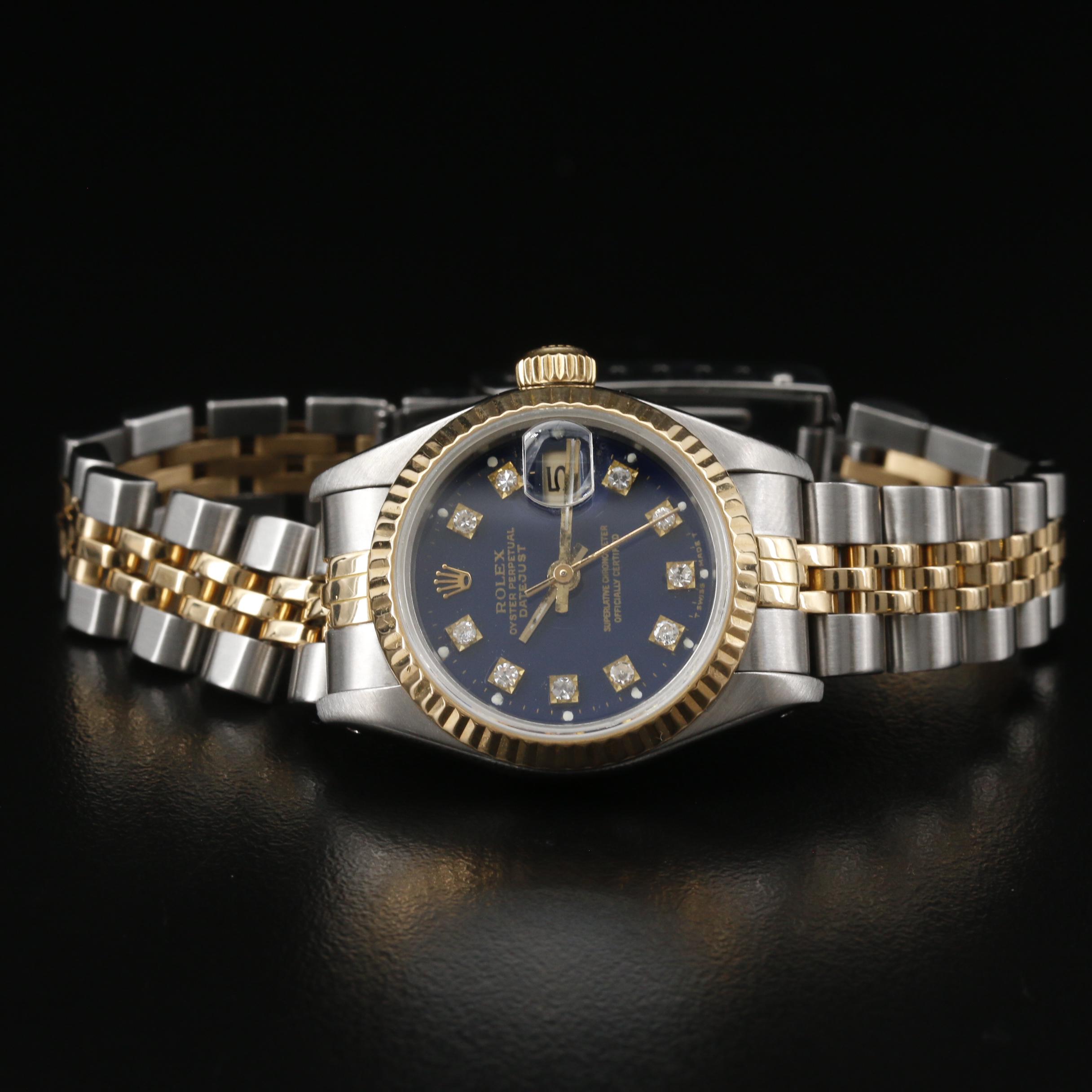 1987 Rolex "Datejust" 18K Yellow Gold and Stainless Steel Diamond Watch