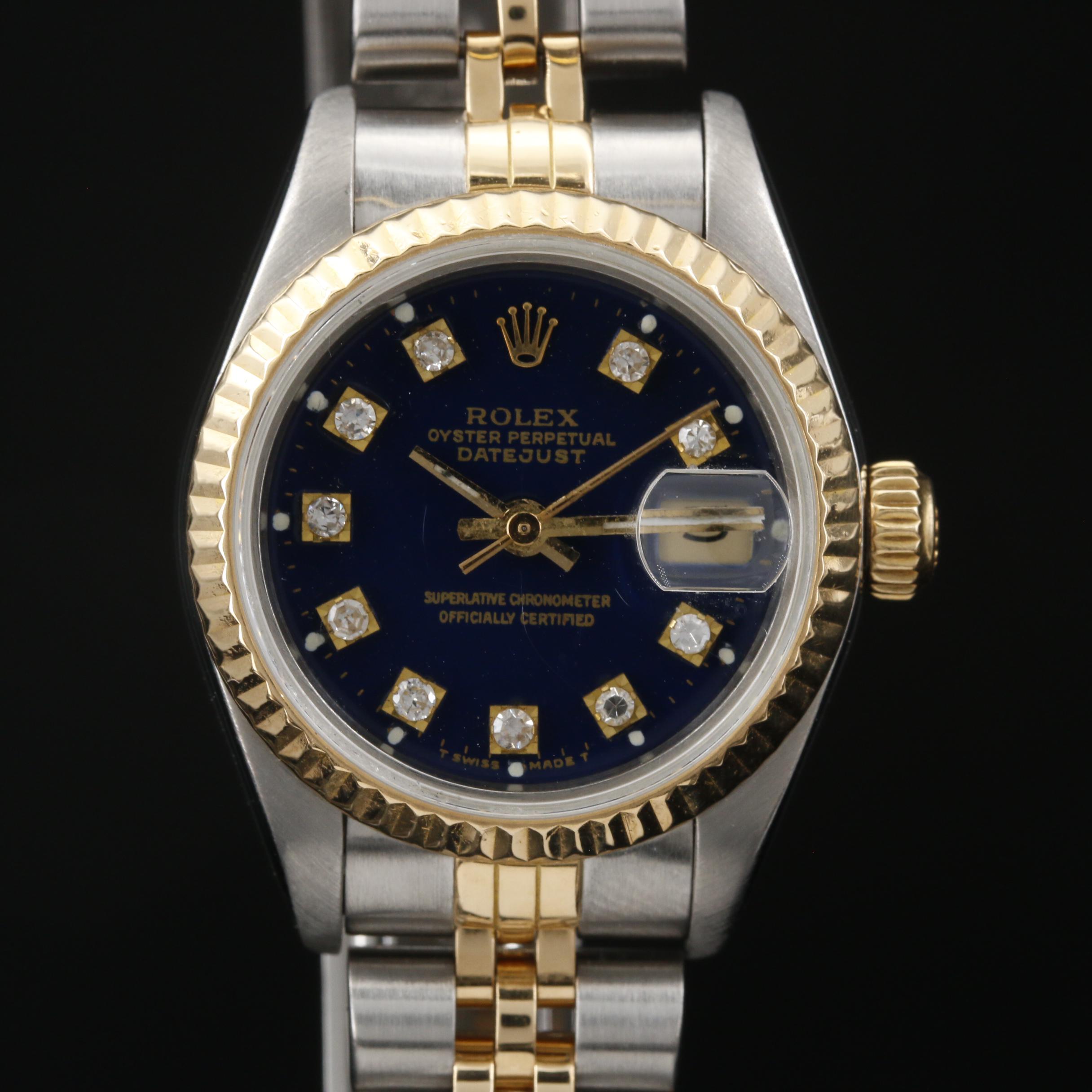 1987 Rolex "Datejust" 18K Yellow Gold and Stainless Steel Diamond Watch