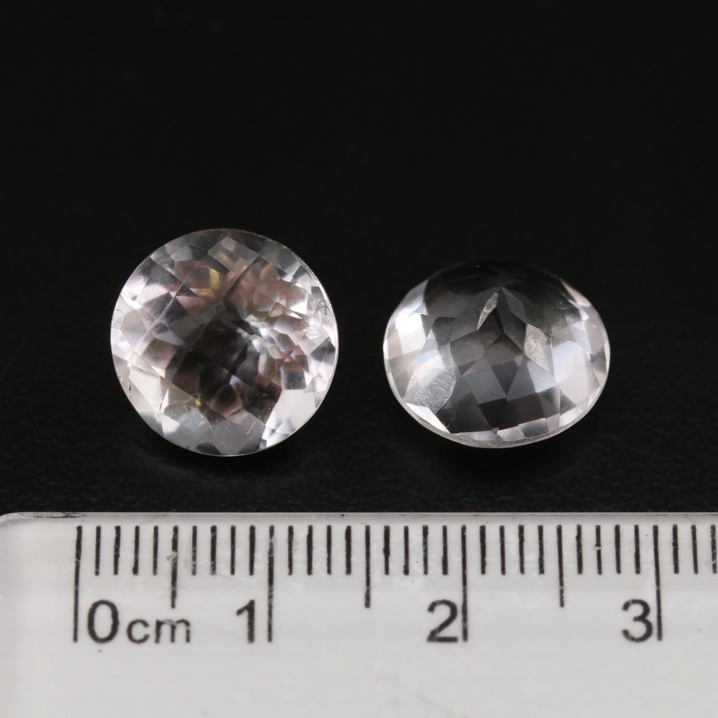 Matched Pair of Loose 12.21 CTW Round Faceted Quartz