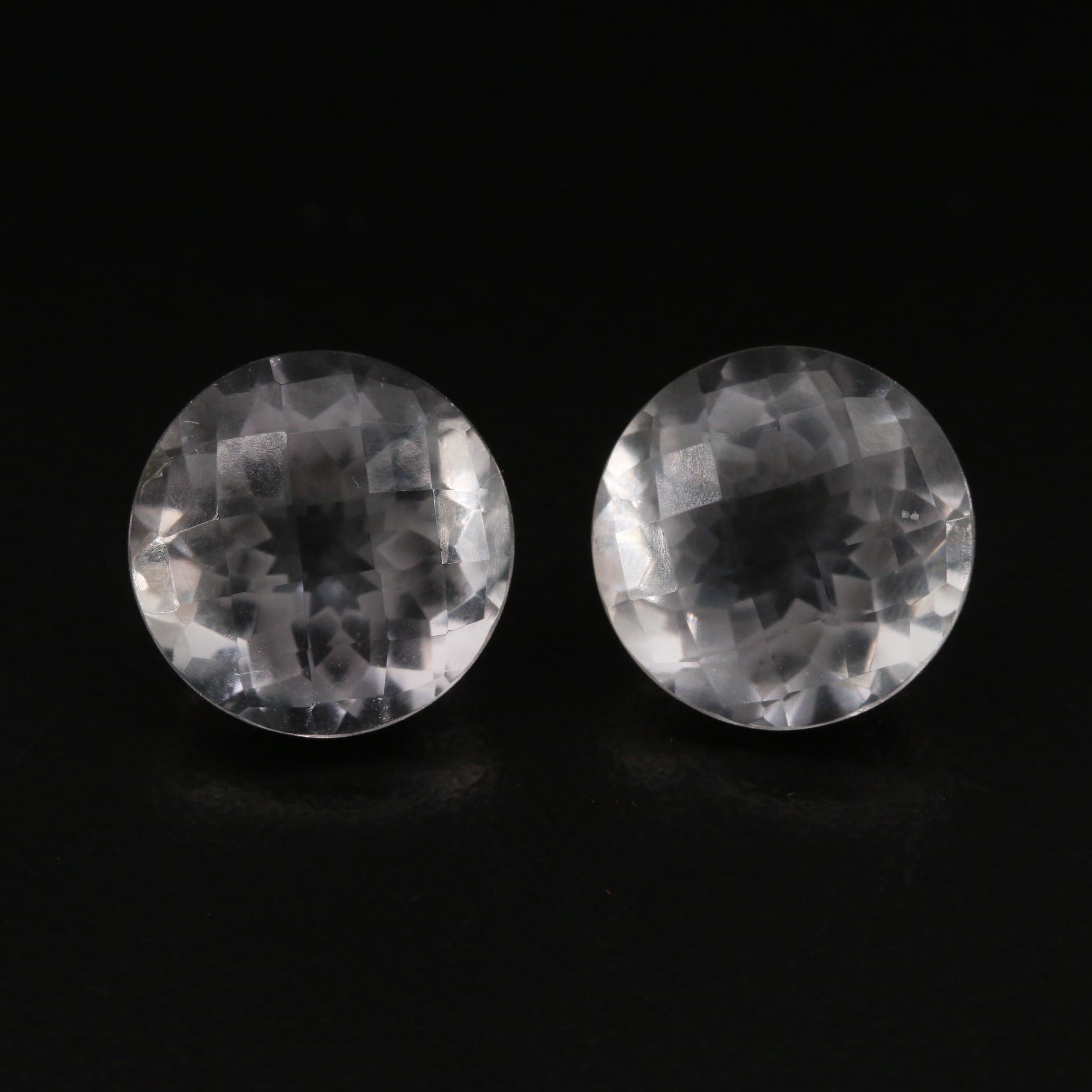 Matched Pair of Loose 12.21 CTW Round Faceted Quartz
