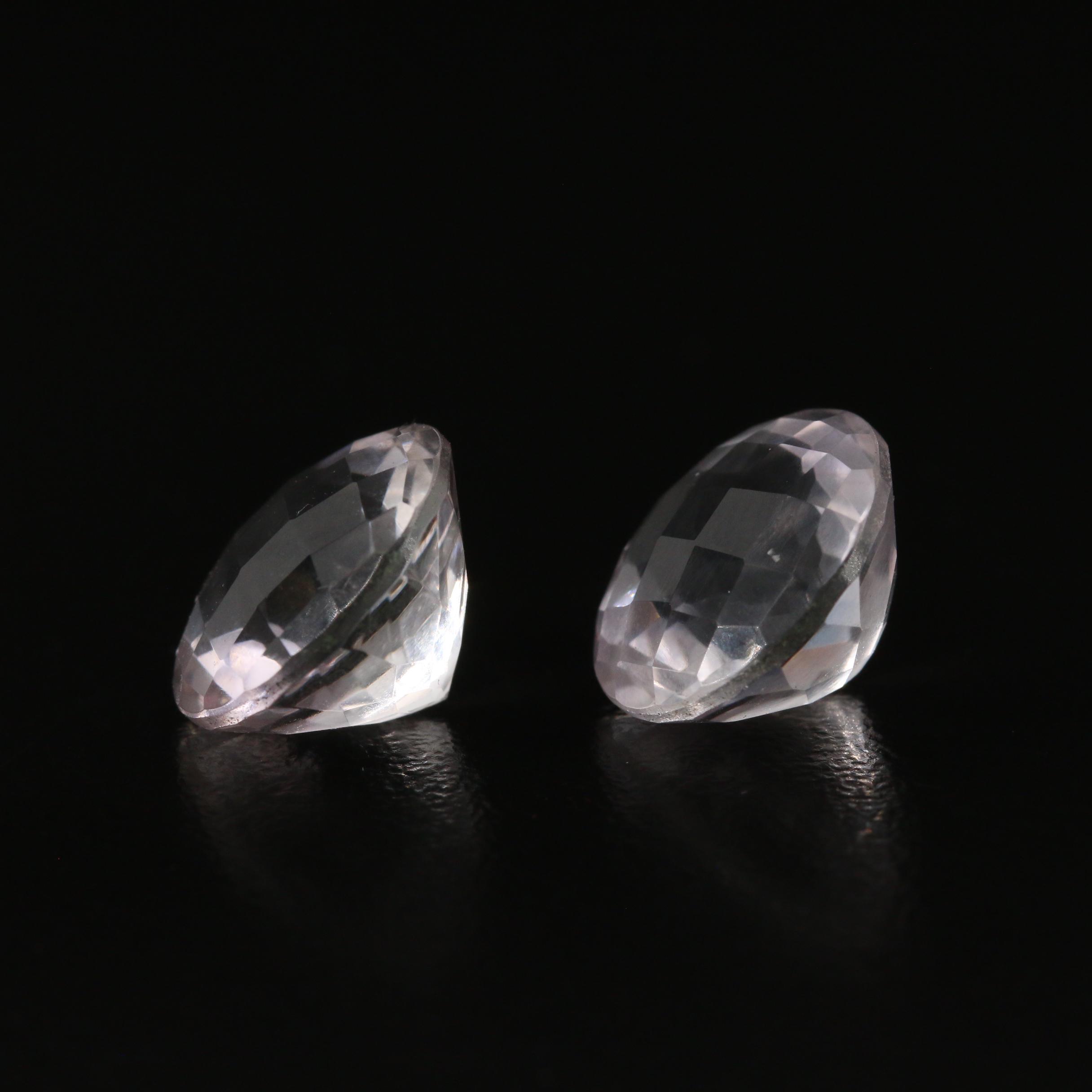 Matched Pair of Loose 12.21 CTW Round Faceted Quartz