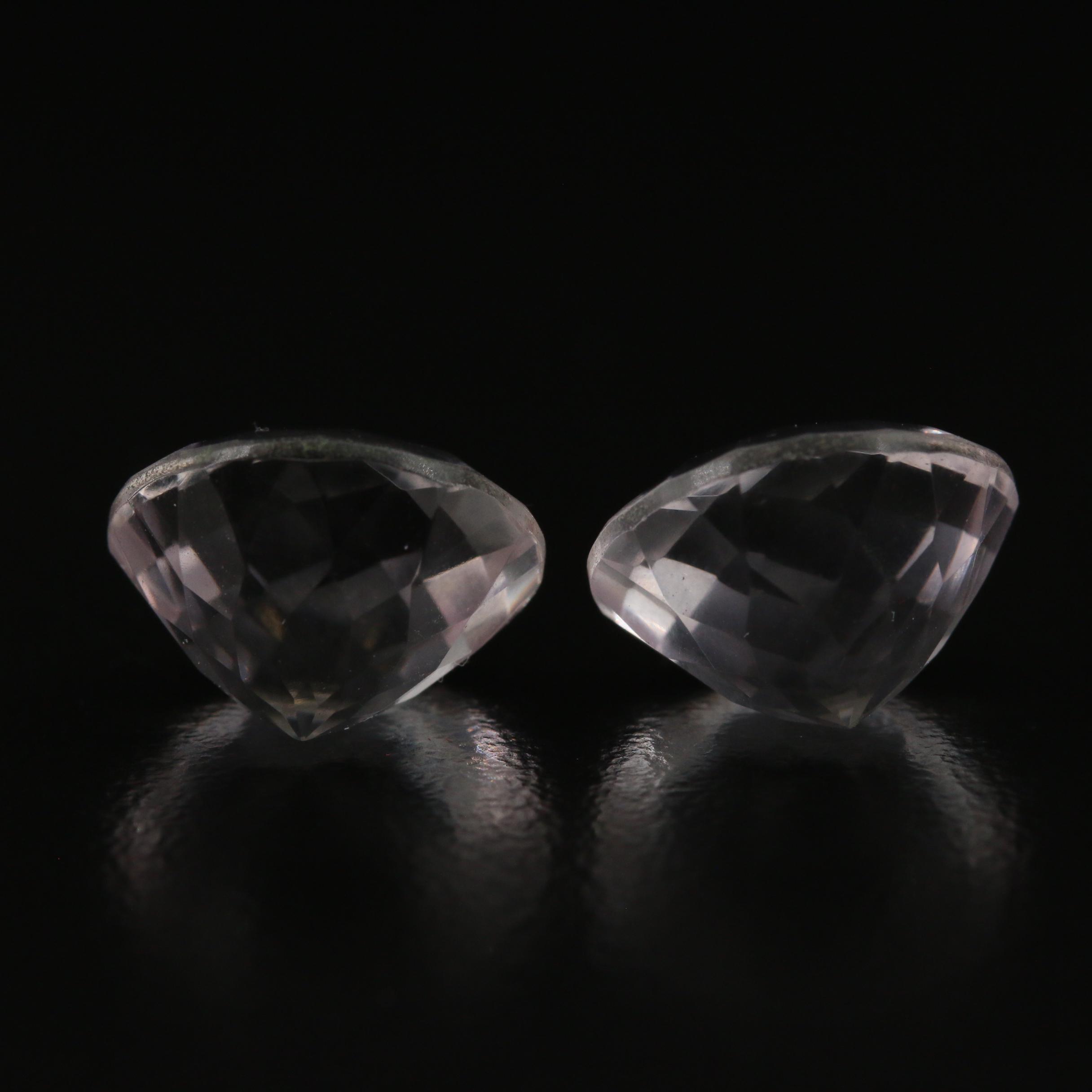 Matched Pair of Loose 12.21 CTW Round Faceted Quartz
