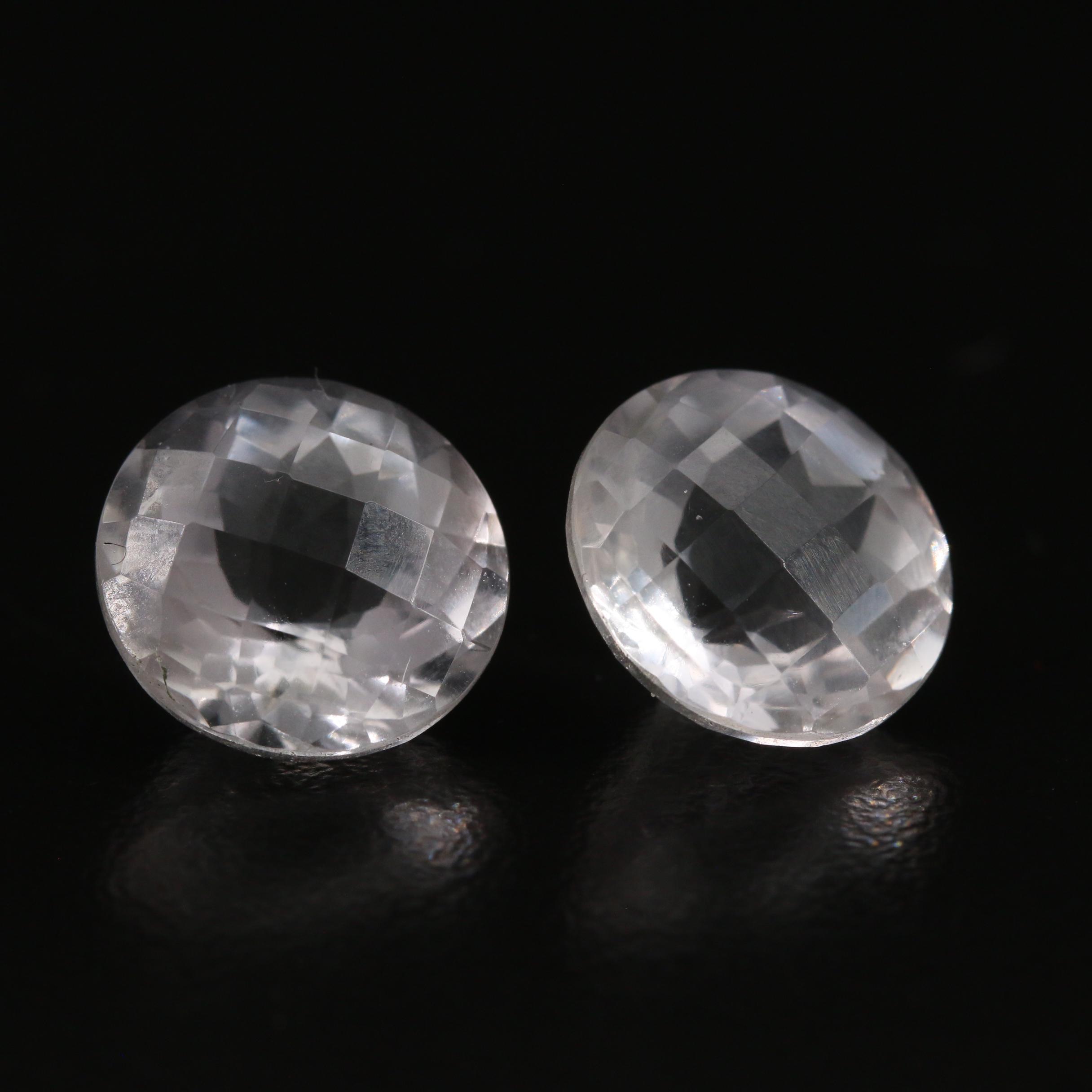 Matched Pair of Loose 12.21 CTW Round Faceted Quartz