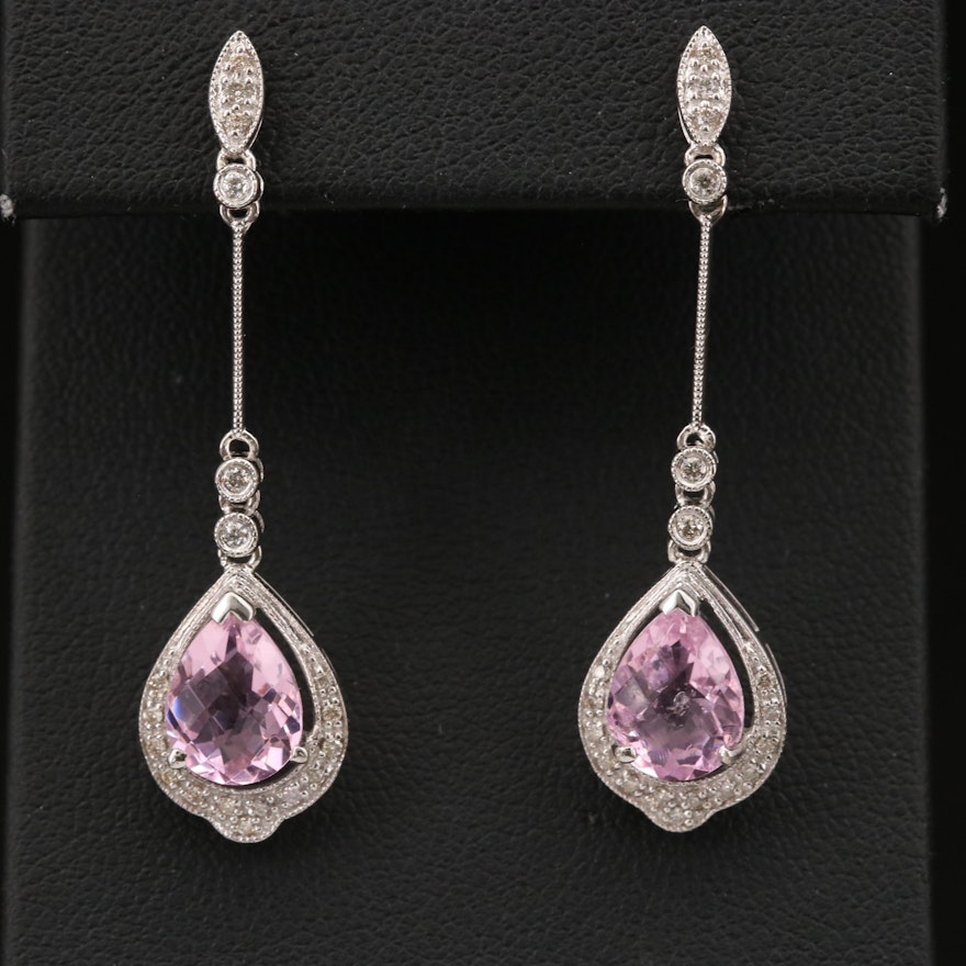 14K Cubic Zirconia and Diamond Drop Earrings