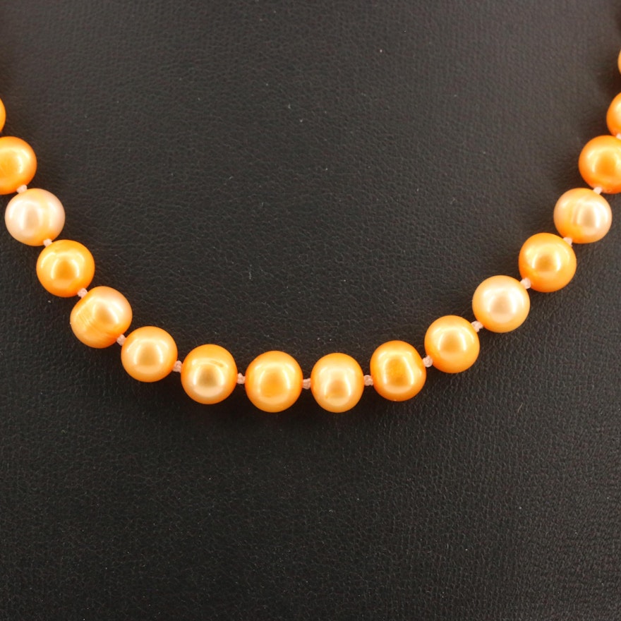 Knotted Pearl Necklace with 10K Clasp