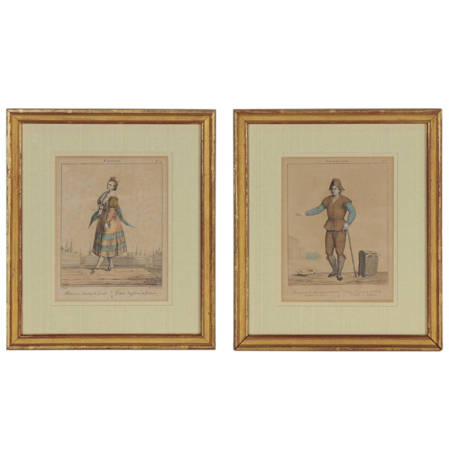 Edmé Jean Pigal Lithographs of Spanish Fashion, circa 1825