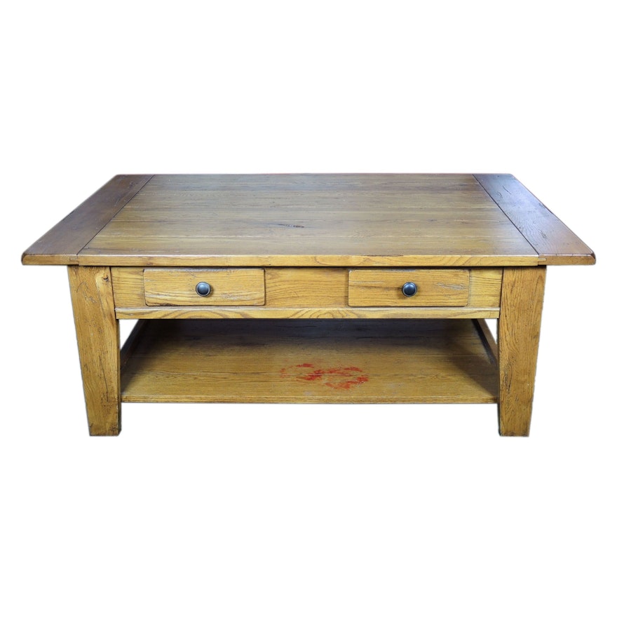 Broyhill "Attic Heirlooms" Oak Plank-Top Coffee Table