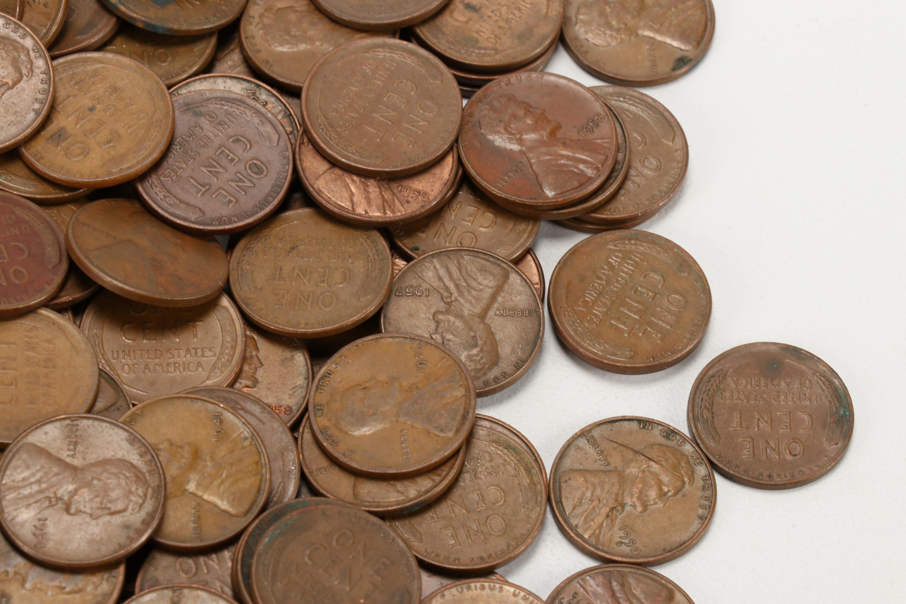 500 Lincoln Wheat Cents, 1910s-1950s