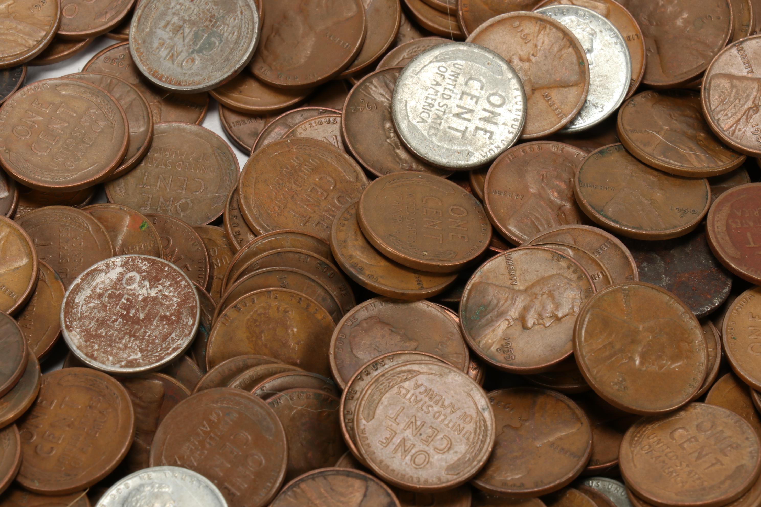 500 Lincoln Wheat Cents, 1910s-1950s