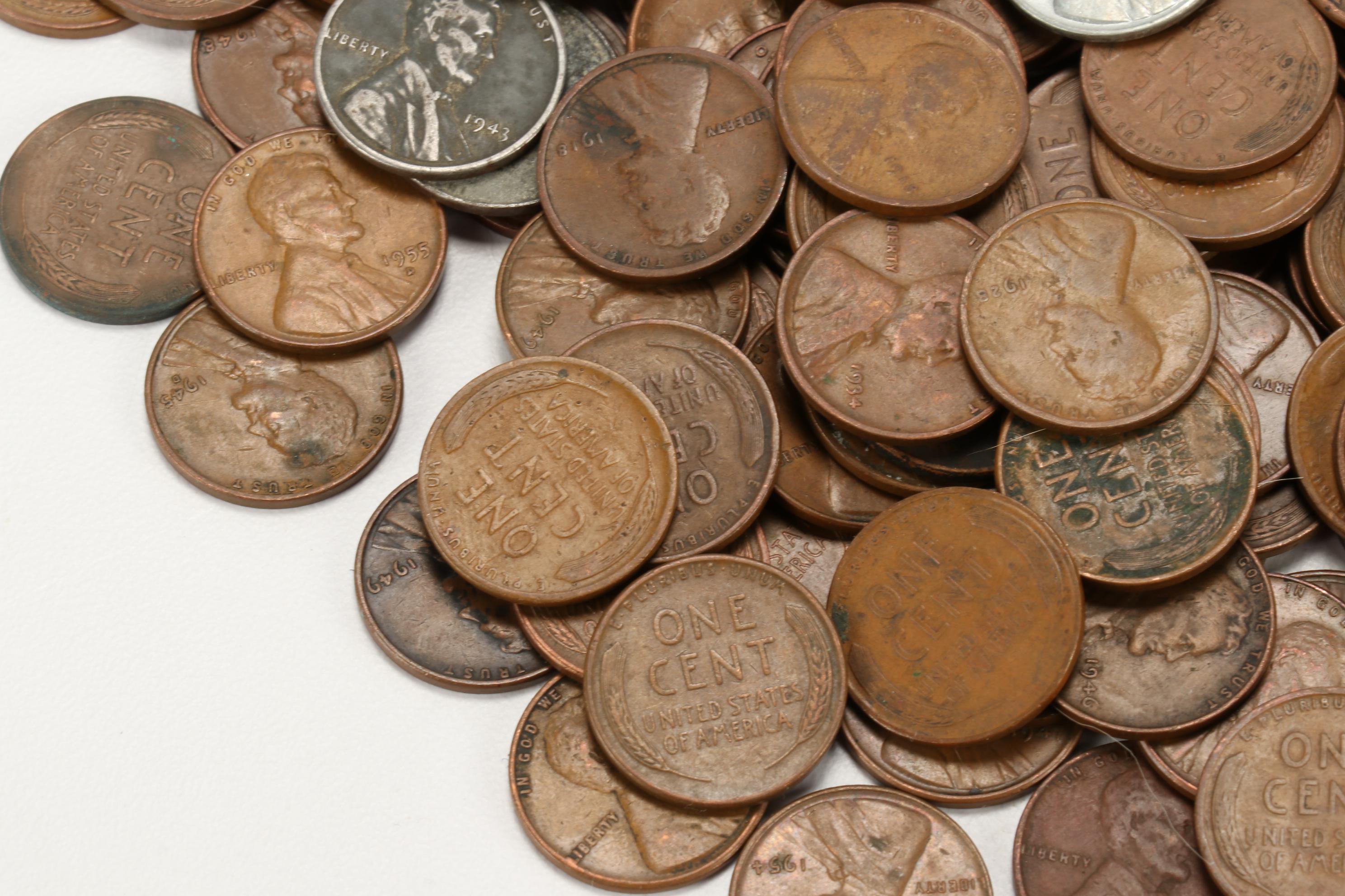 500 Lincoln Wheat Cents, 1910s-1950s