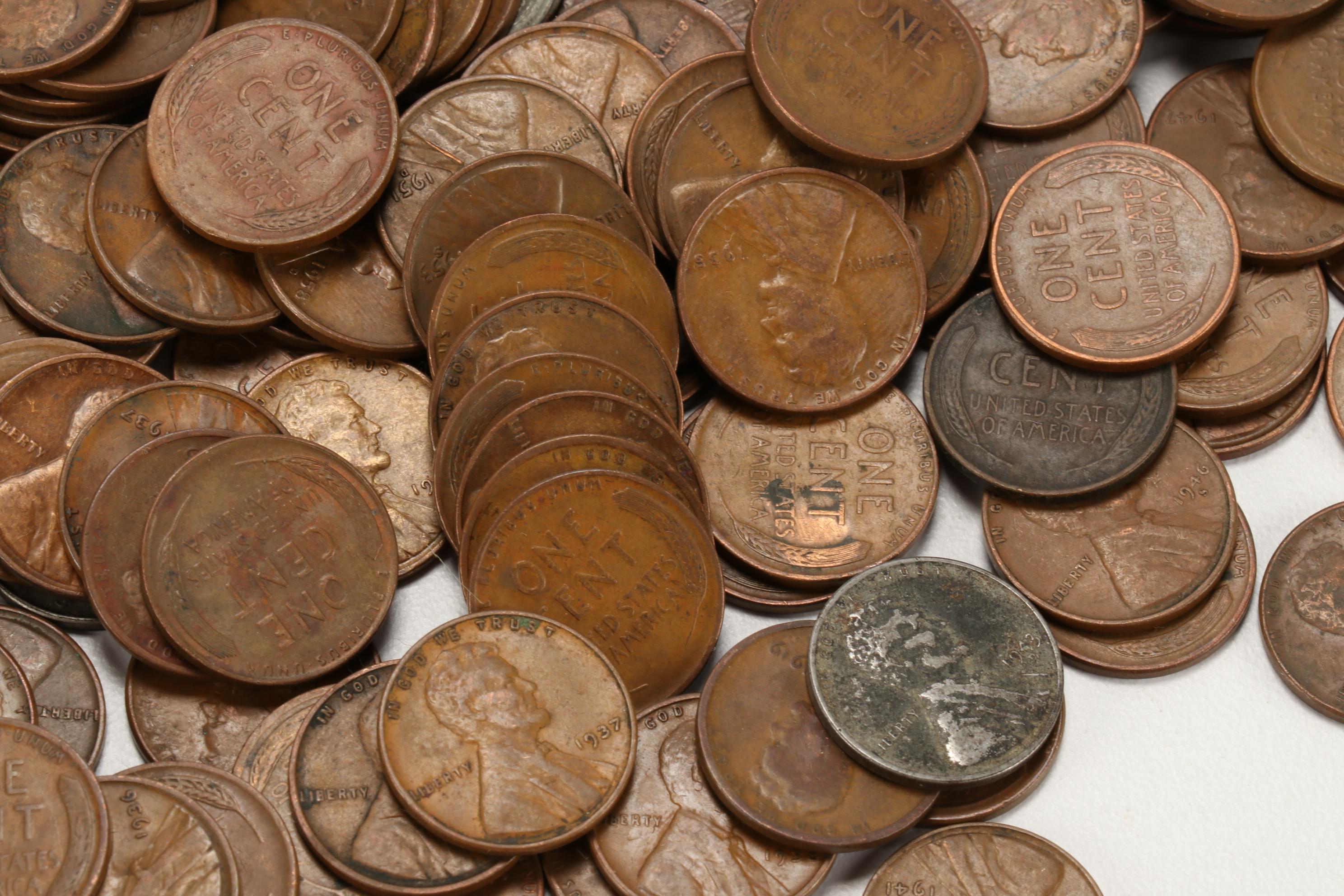 500 Lincoln Wheat Cents, 1910s-1950s