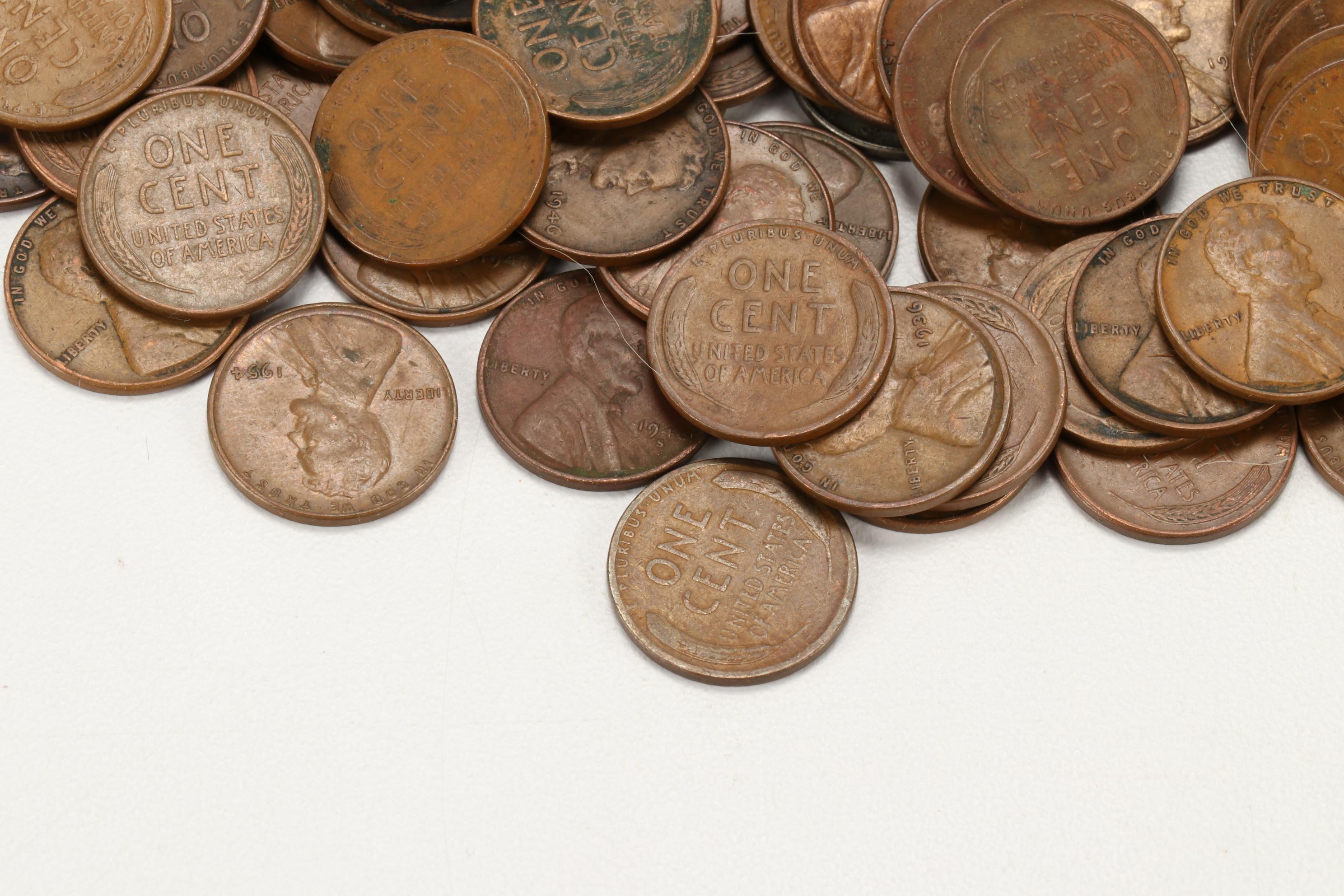 500 Lincoln Wheat Cents, 1910s-1950s