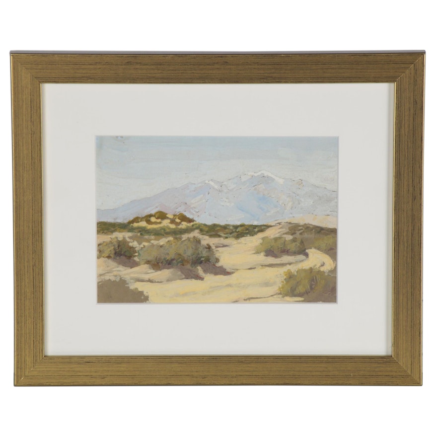 Mountain Landscape Gouache Painting, Late 19th to Early 20th Century