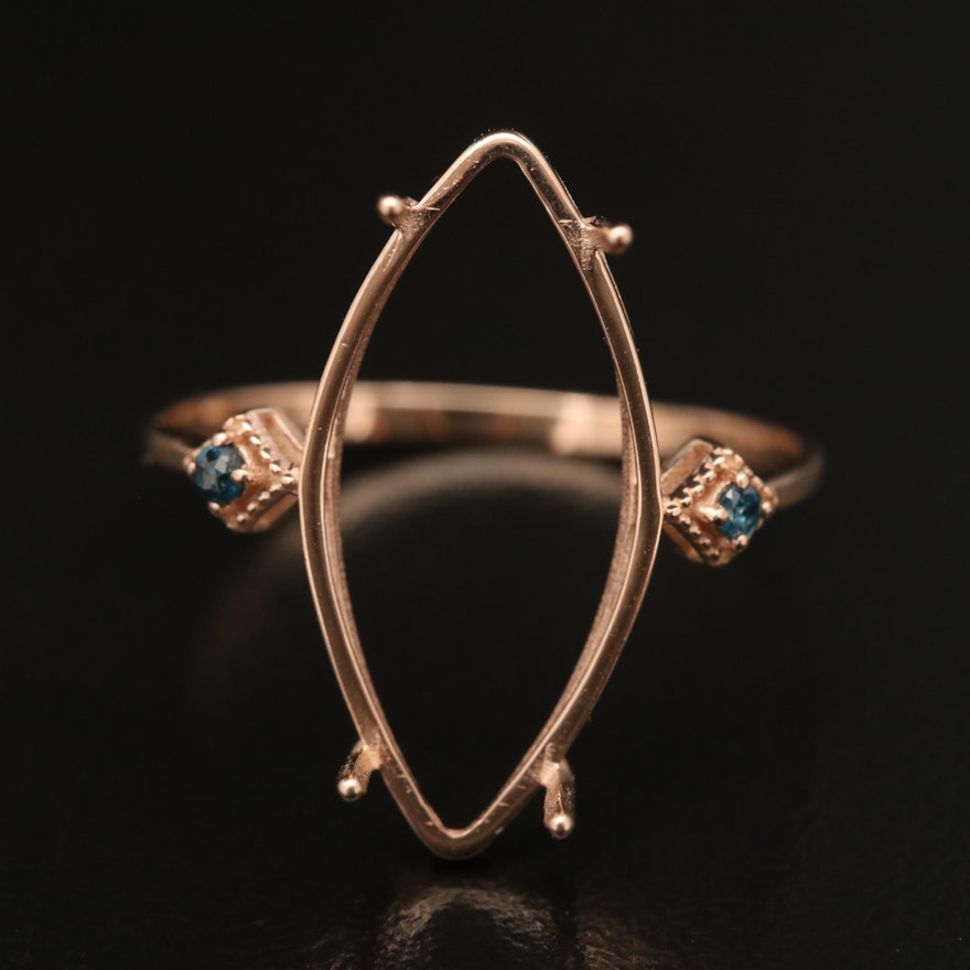 14K Rose Gold Diamond Semi-Mount Ring