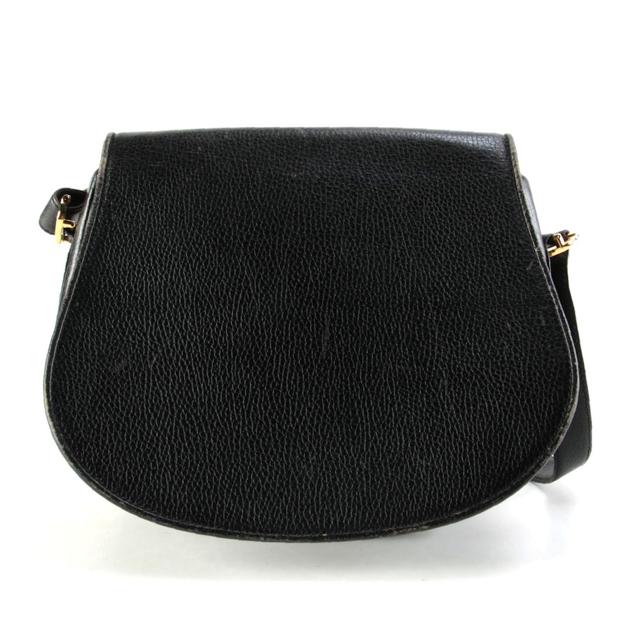 Cartier Les Must de Cartier Flap Front Shoulder Bag in Black Grained Leather