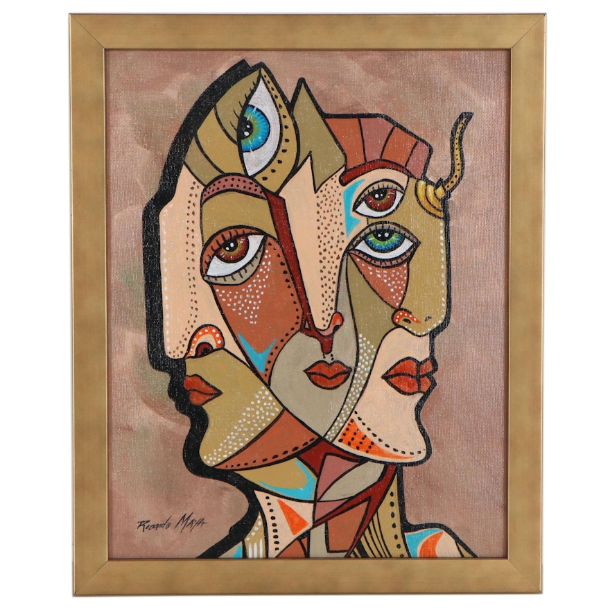 Ricardo Maya Abstract Figure Acrylic Painting