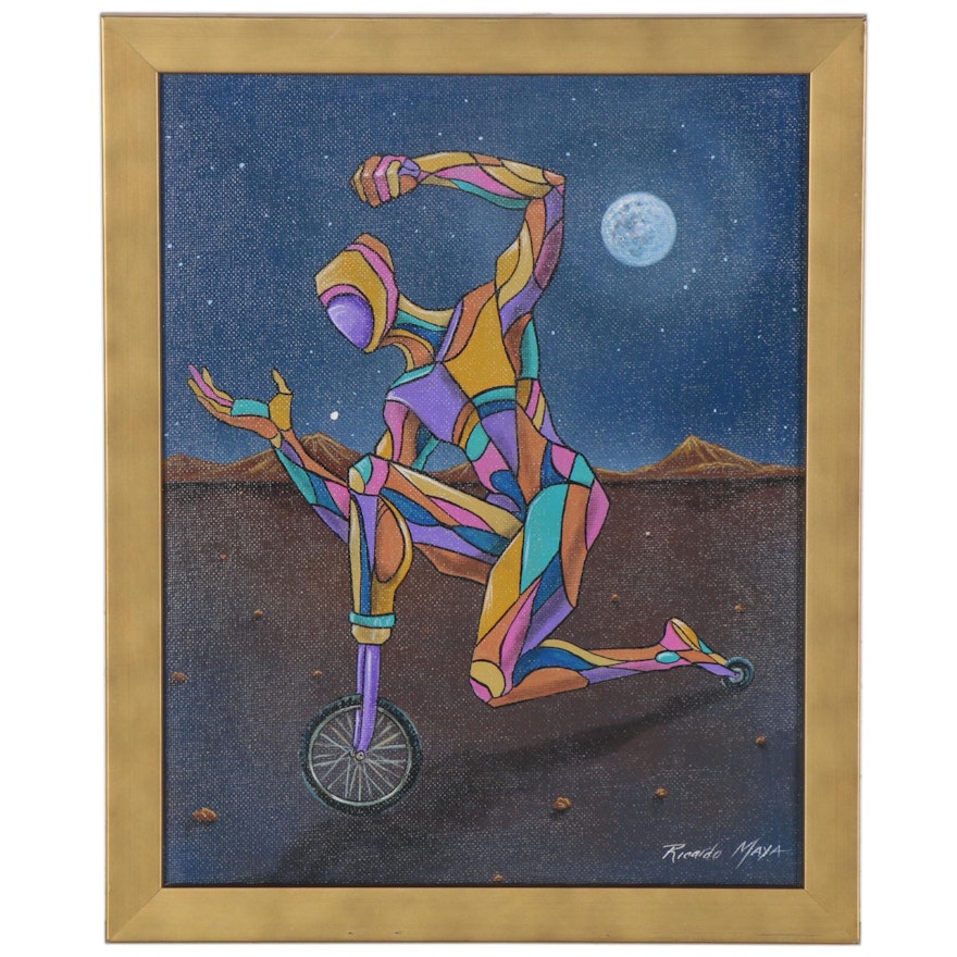 Ricardo Maya Abstract Figural Acrylic Painting